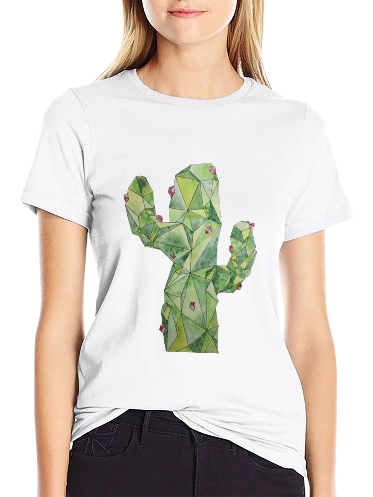 Geometric Cactus Print Black T-Shirt product image 8