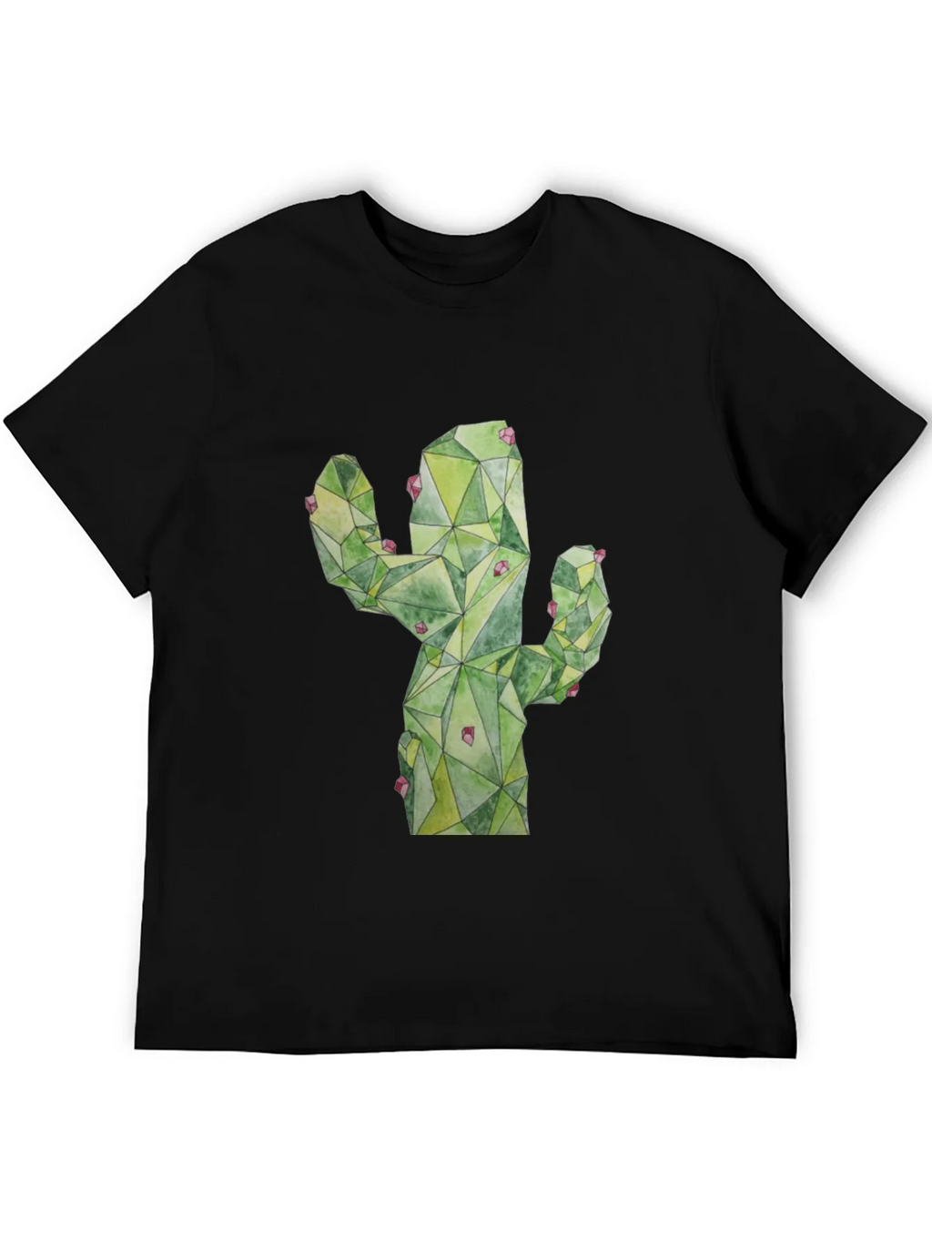 Geometric Cactus Print Black T-Shirt product image 5