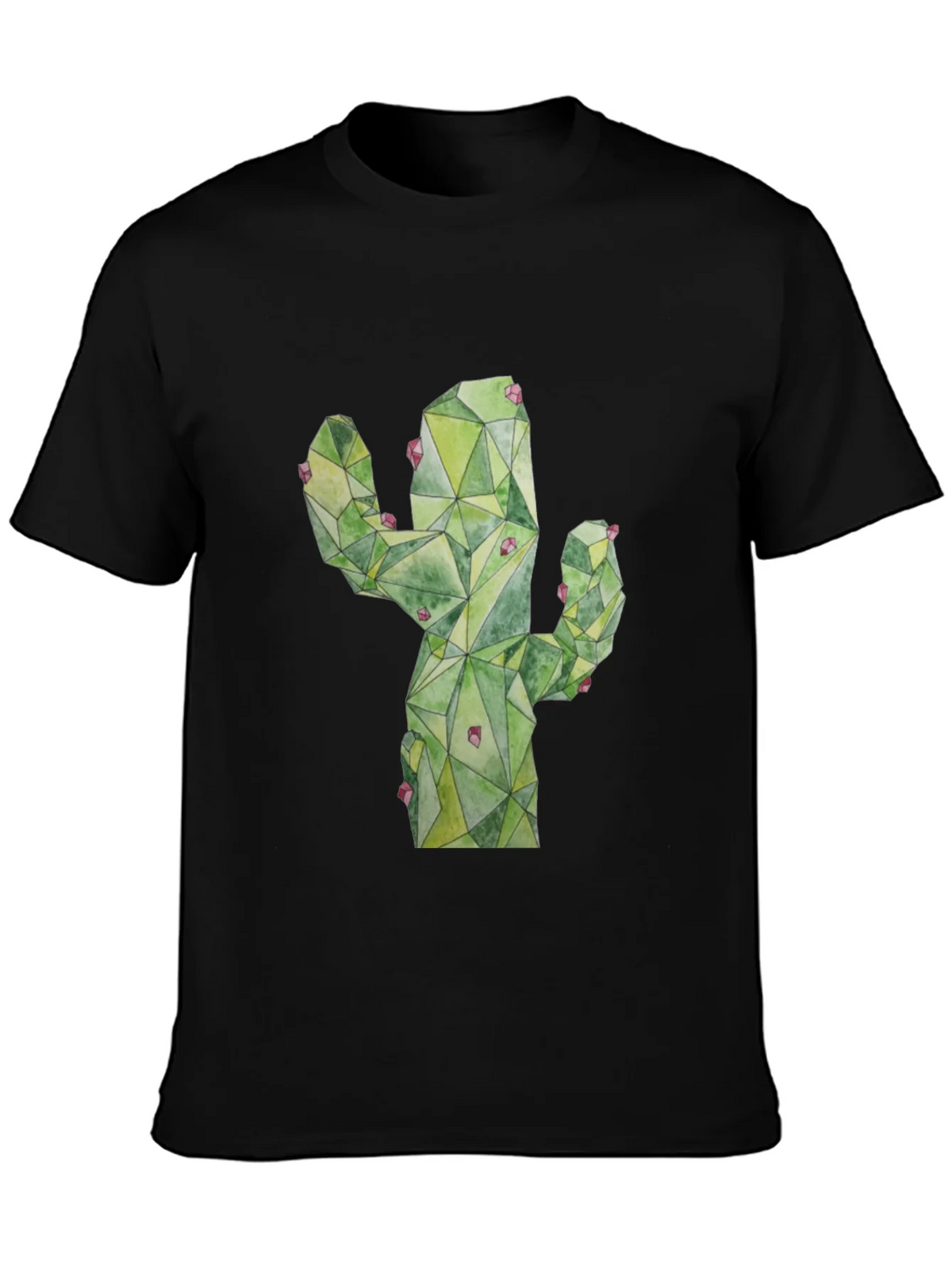 Geometric Cactus Print Black T-Shirt product image 3