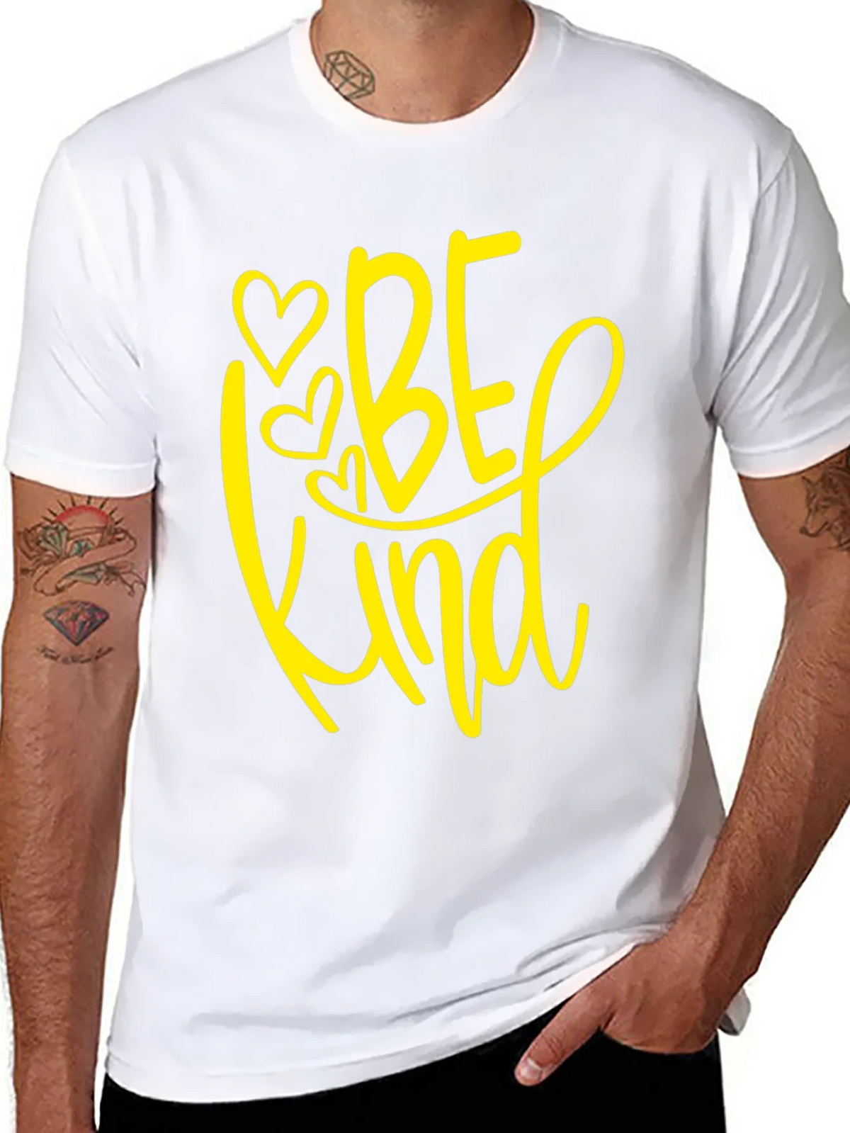 Be Kind T-Shirt - Black Crew Neck Tee with Heart Design product image 7