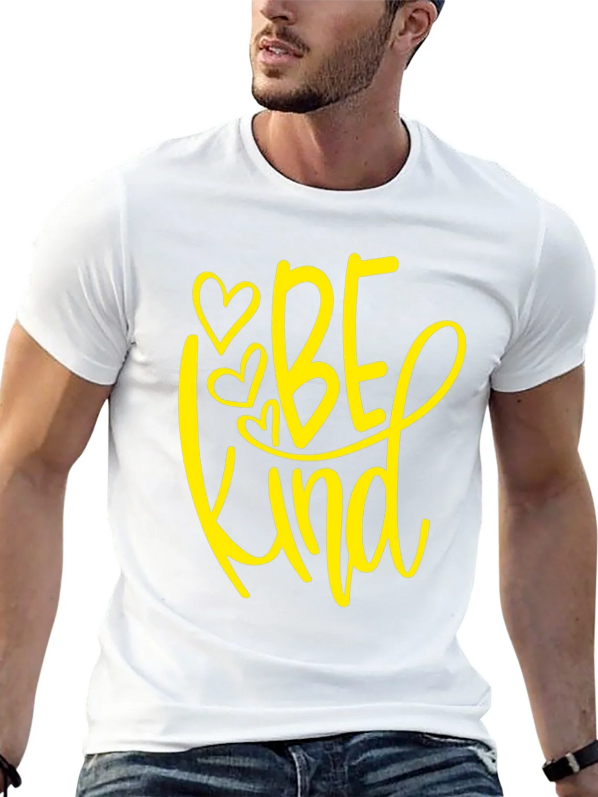 Be Kind T-Shirt - Black Crew Neck Tee with Heart Design product image 12