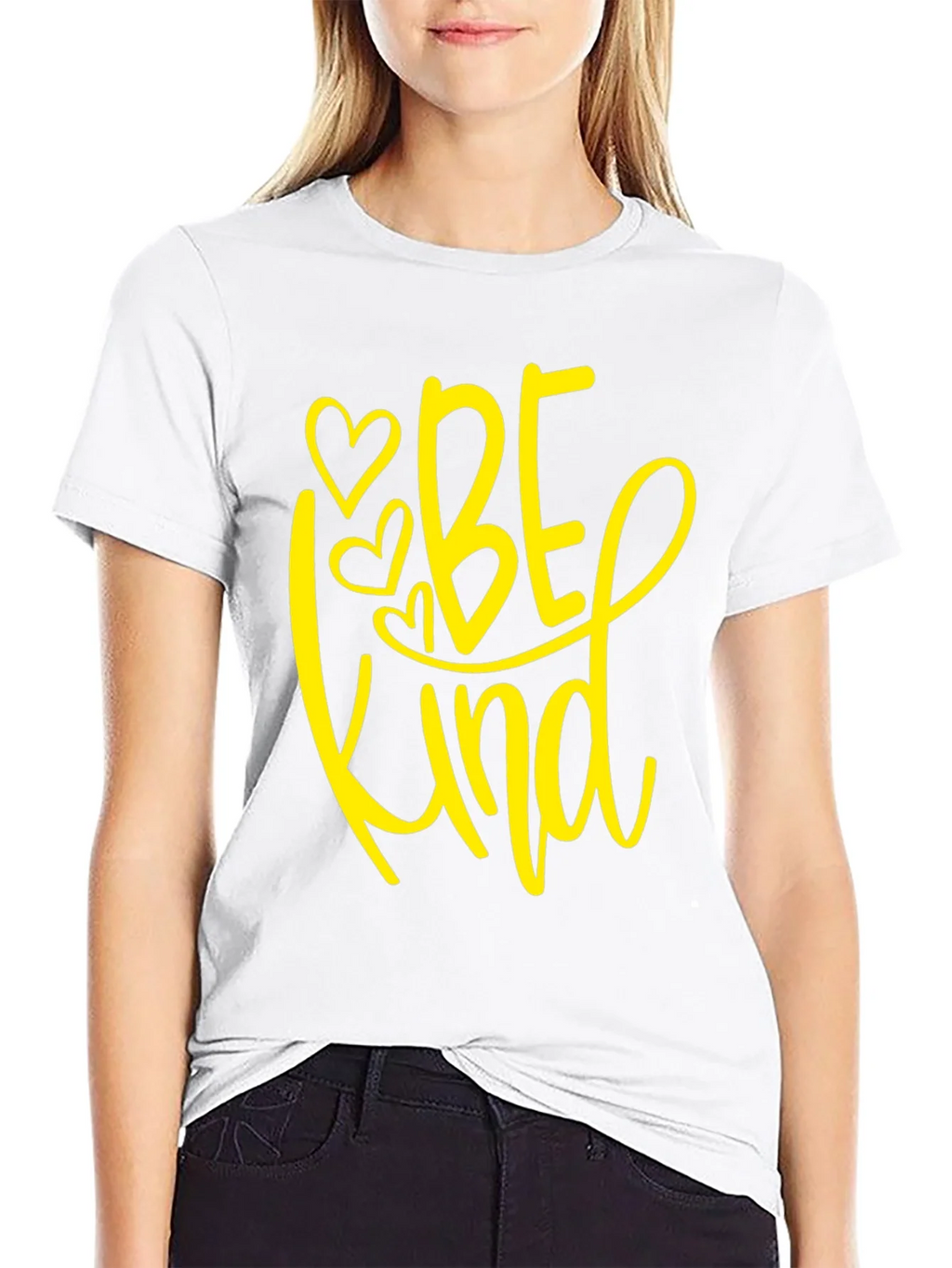 Be Kind T-Shirt - Black Crew Neck Tee with Heart Design product image 8