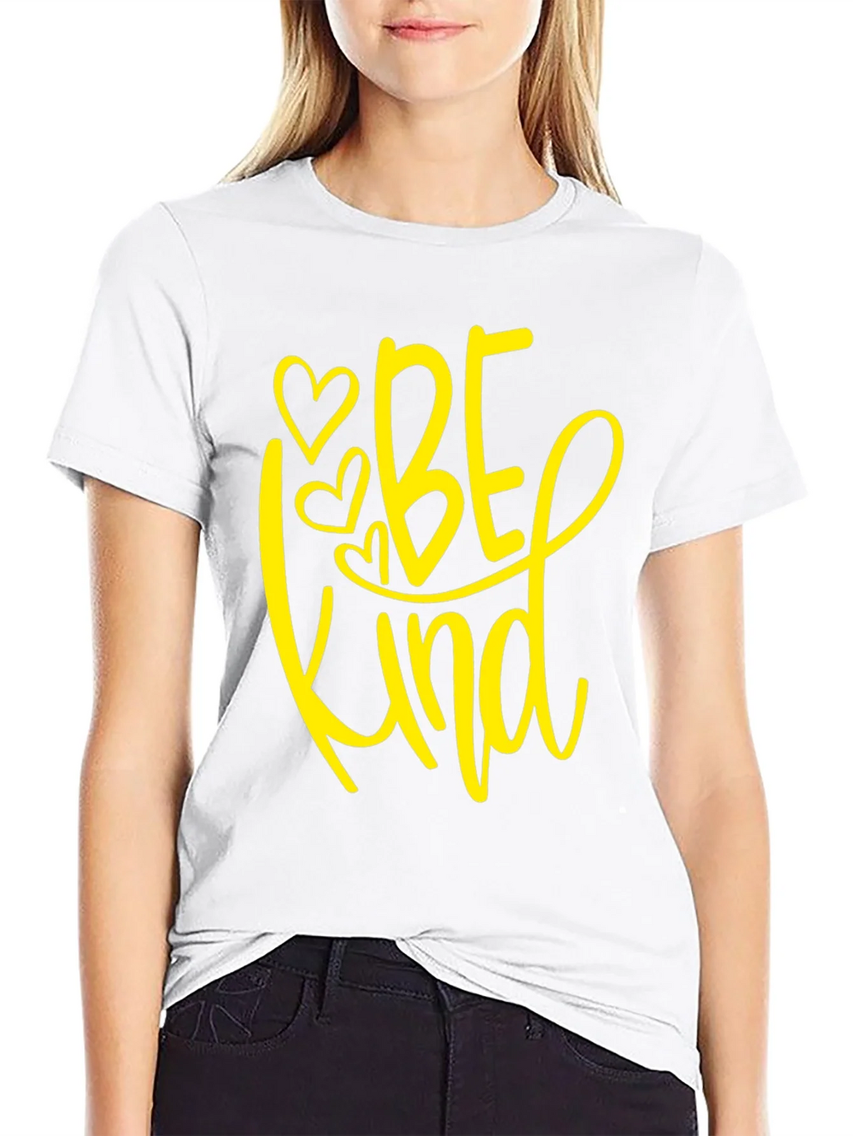 Be Kind T-Shirt - Black Crew Neck Tee with Heart Design product image 8