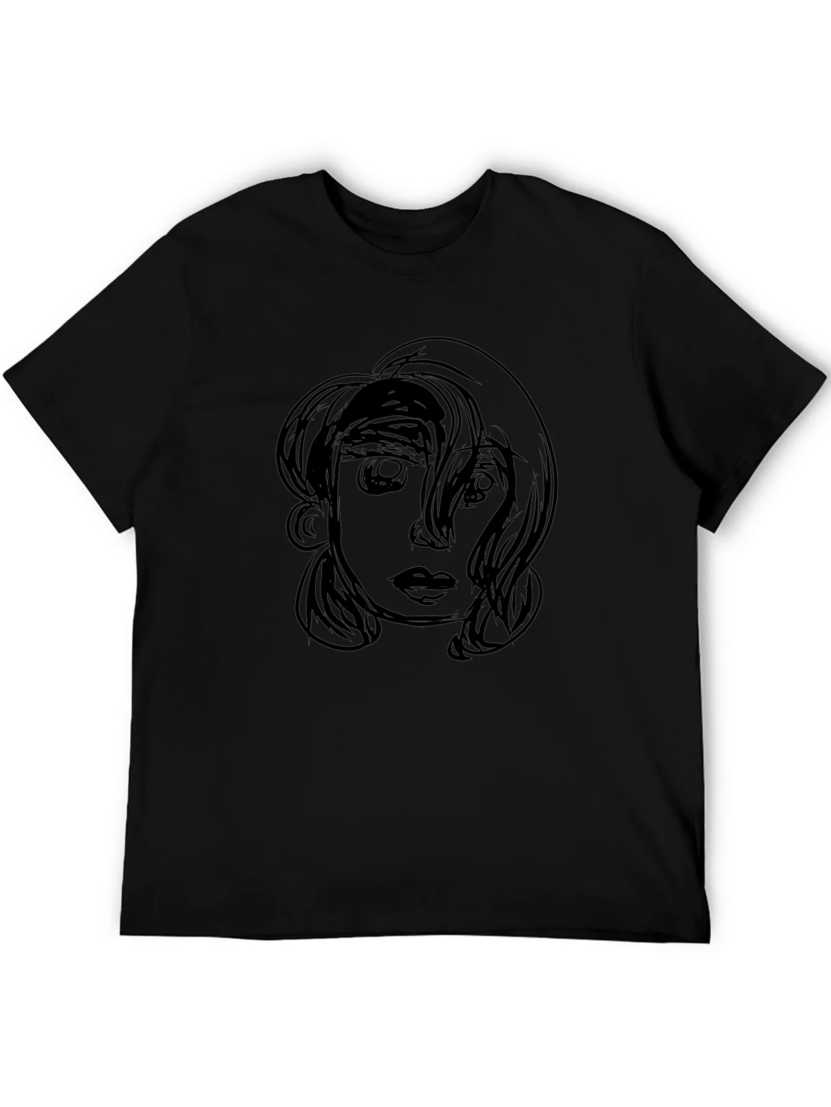 Sketch Face Graphic Black T-Shirt product image 5