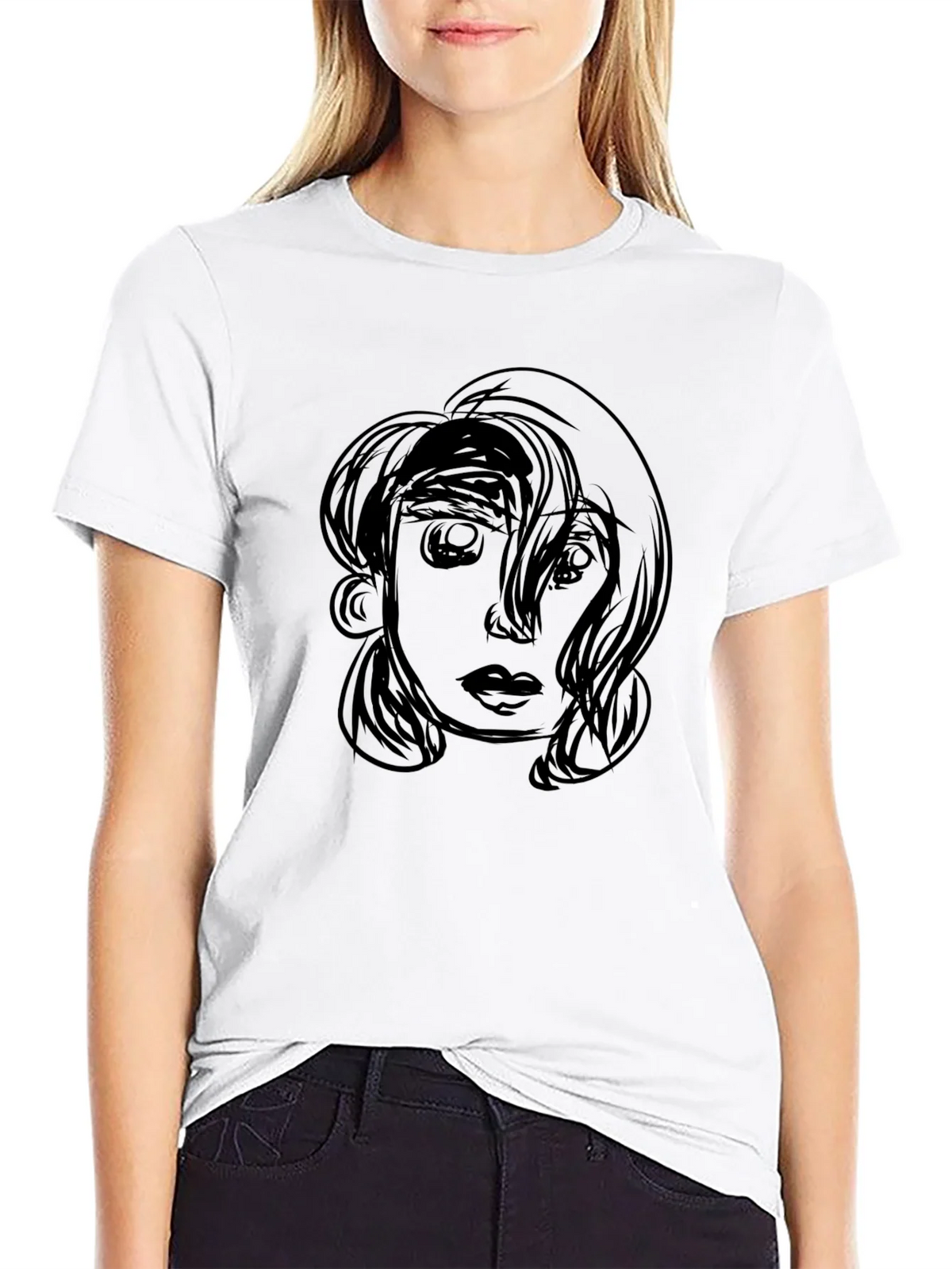 Sketch Face Graphic Black T-Shirt product image 8