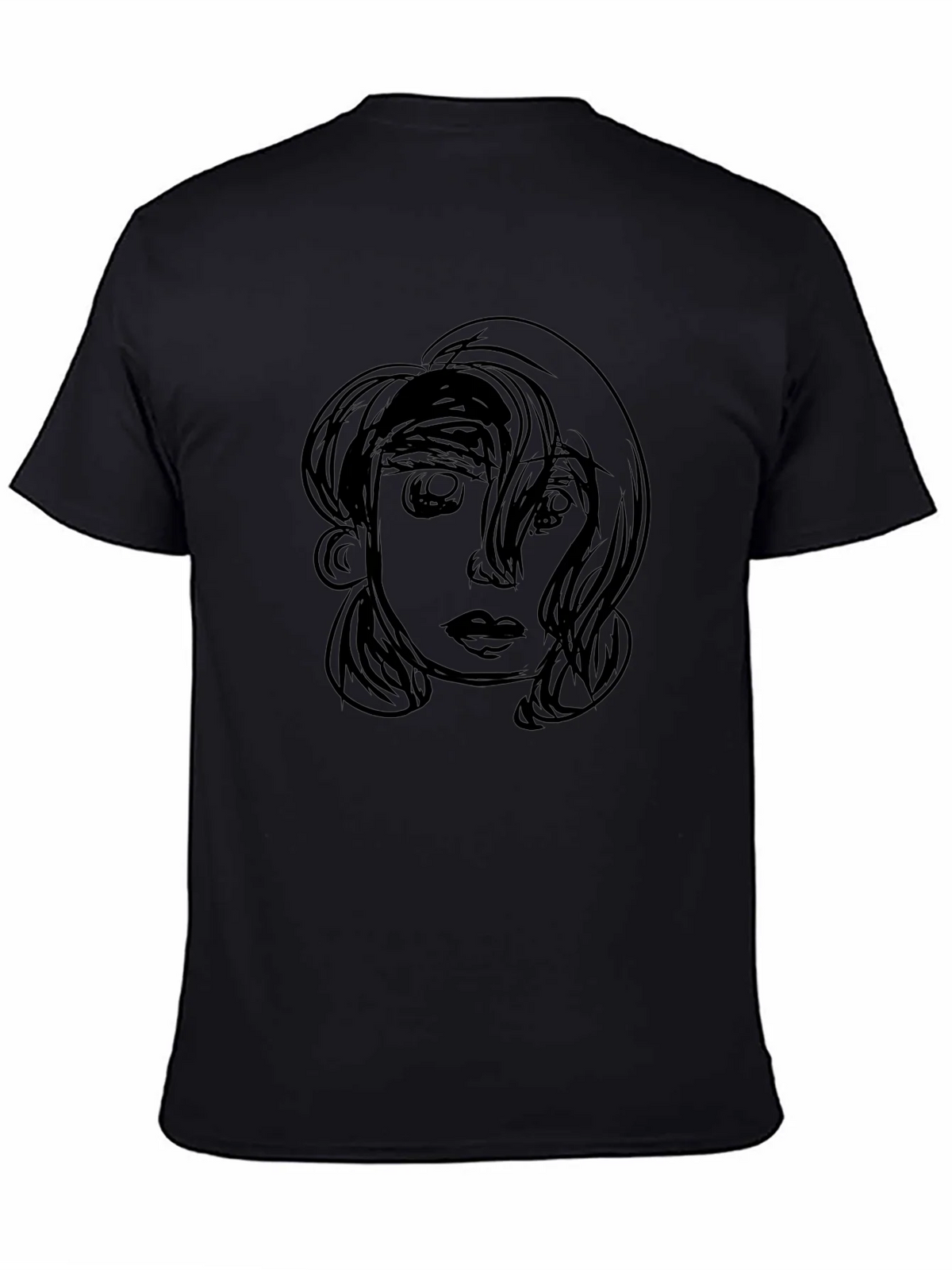 Sketch Face Graphic Black T-Shirt product image 4