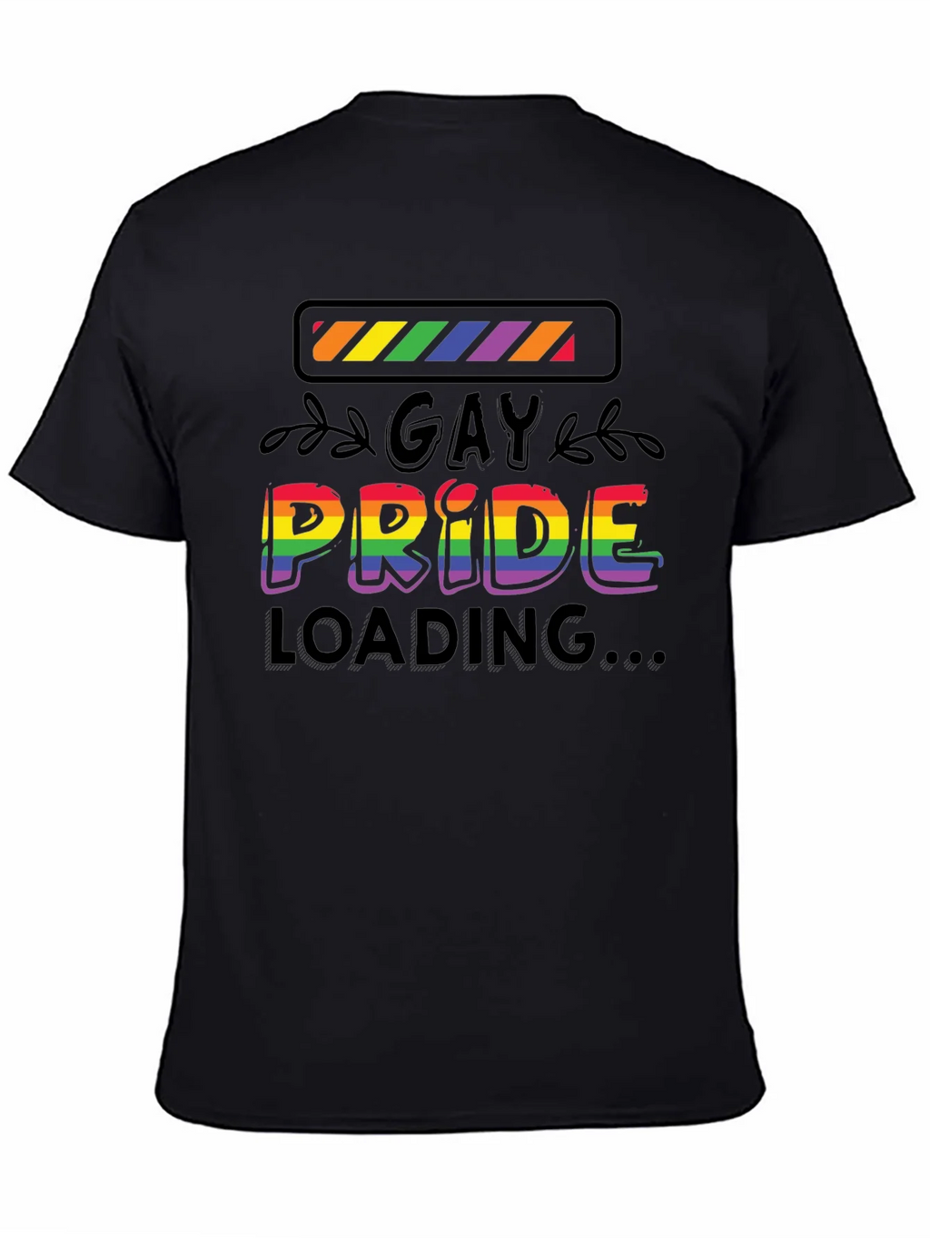 Gay Pride Loading T-Shirt - Black Cotton Blend Tee product image 7