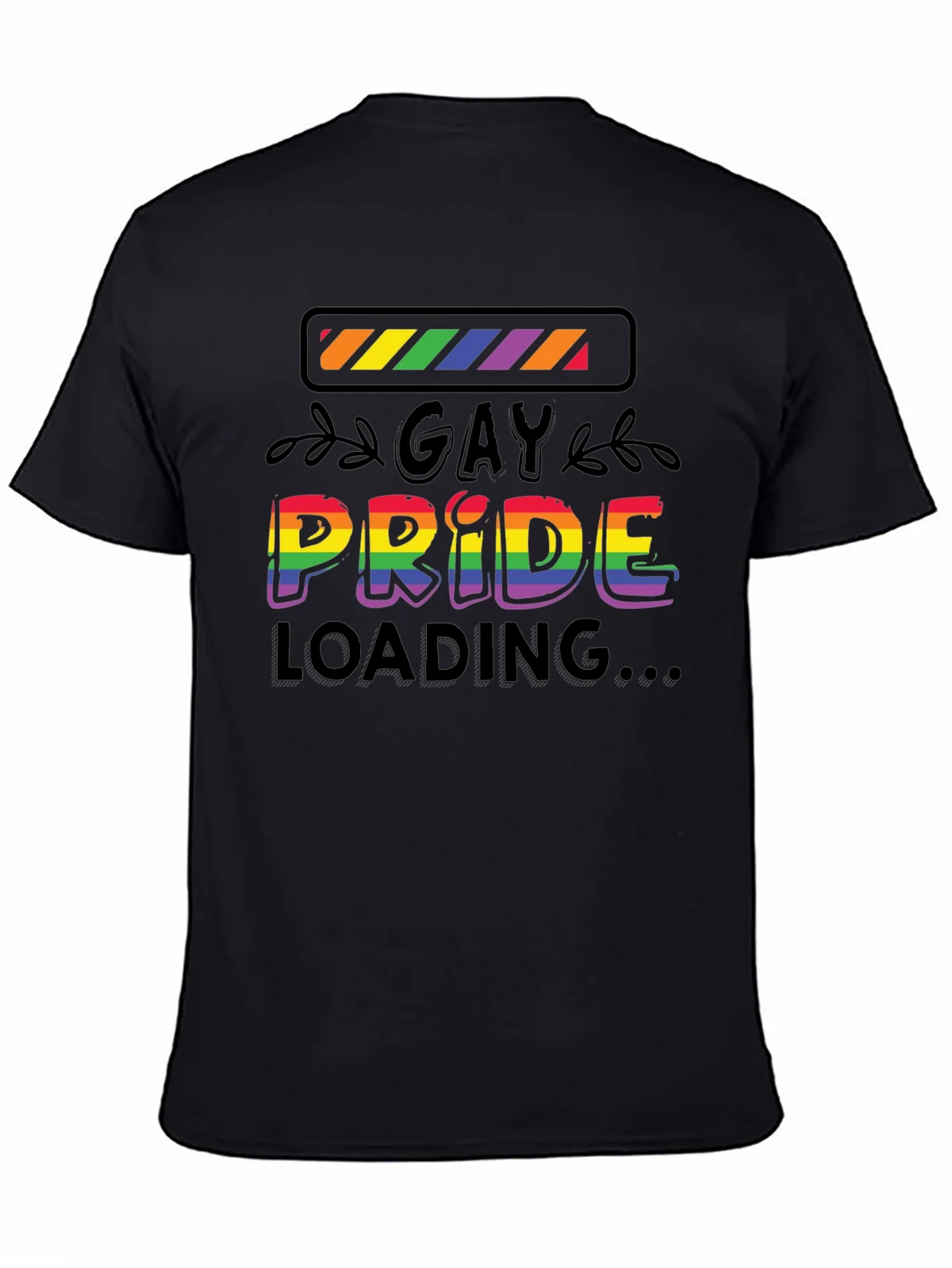 Gay Pride Loading T-Shirt - Black Cotton Blend Tee product image 7