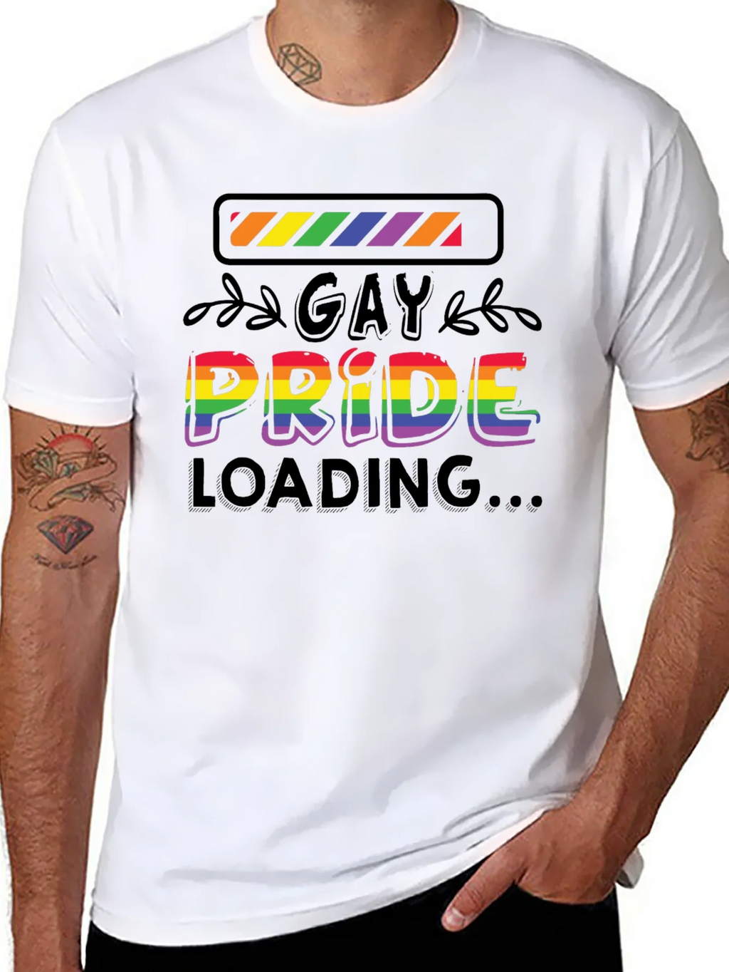 Gay Pride Loading T-Shirt - Black Cotton Blend Tee product image 10