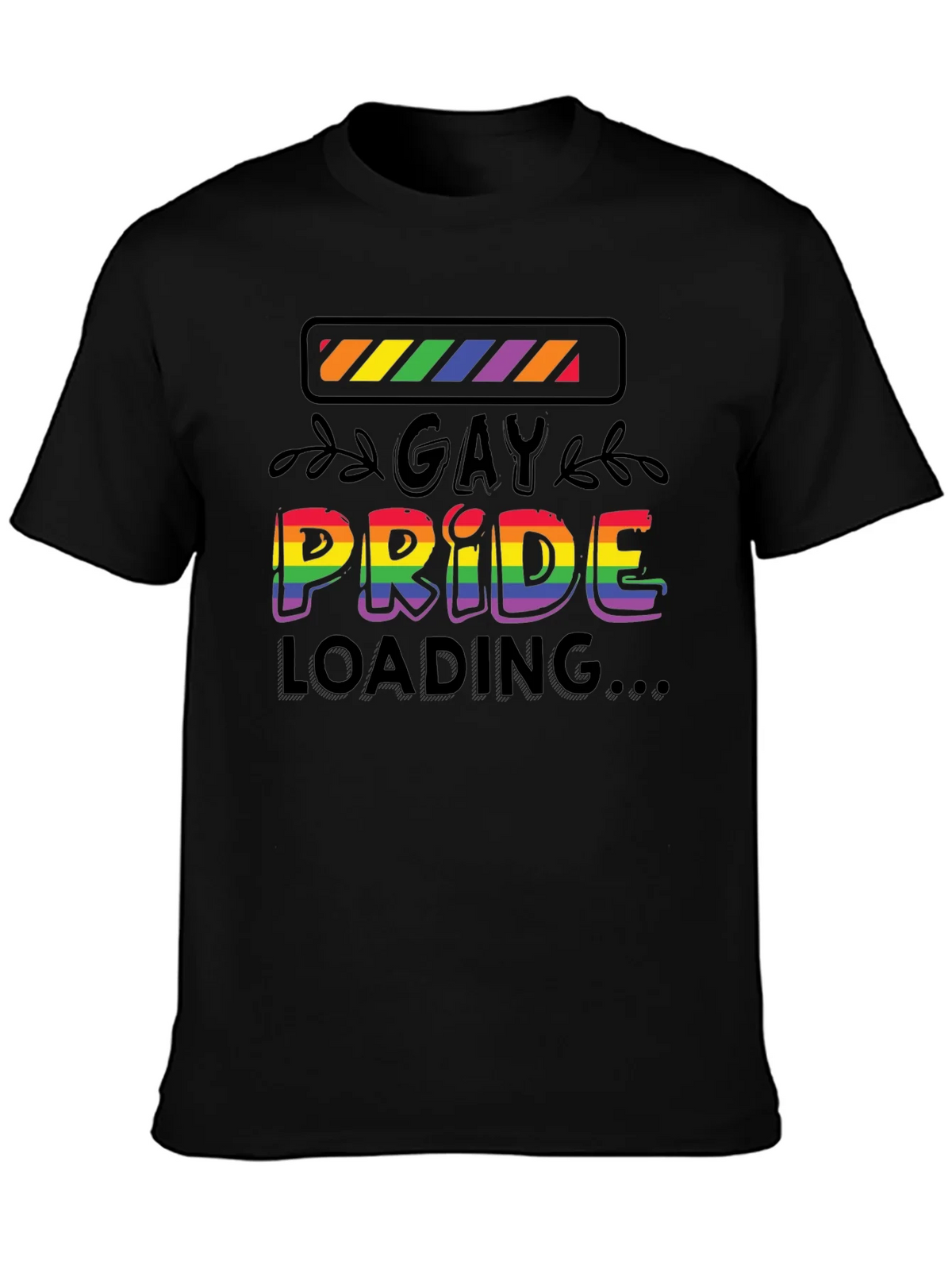Gay Pride Loading T-Shirt - Black Cotton Blend Tee product image 6