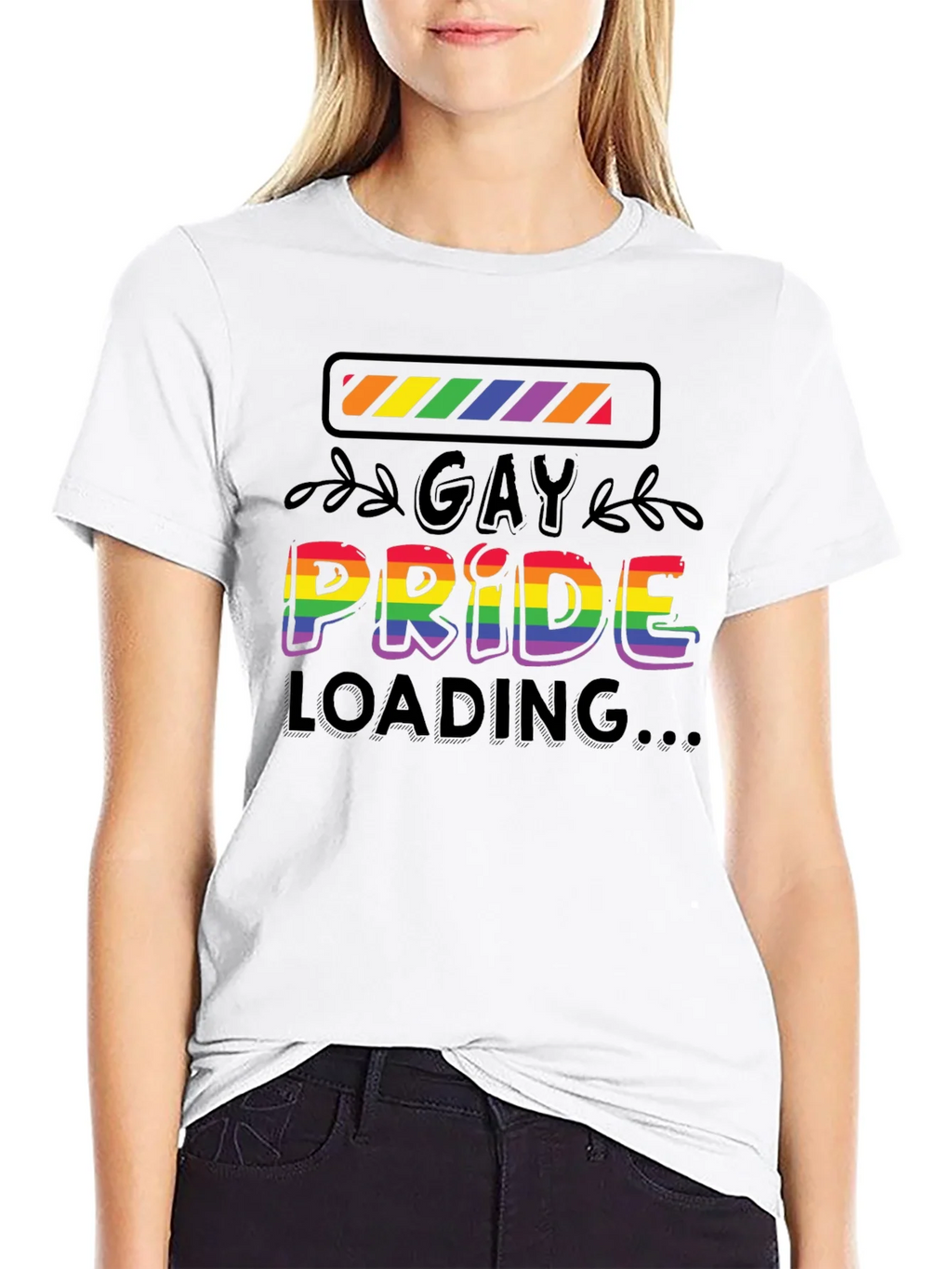 Gay Pride Loading T-Shirt - Black Cotton Blend Tee product image 11