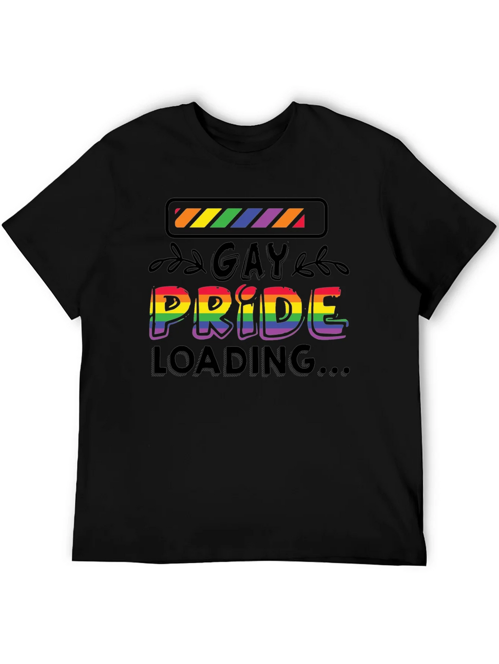 Gay Pride Loading T-Shirt - Black Cotton Blend Tee product image 8
