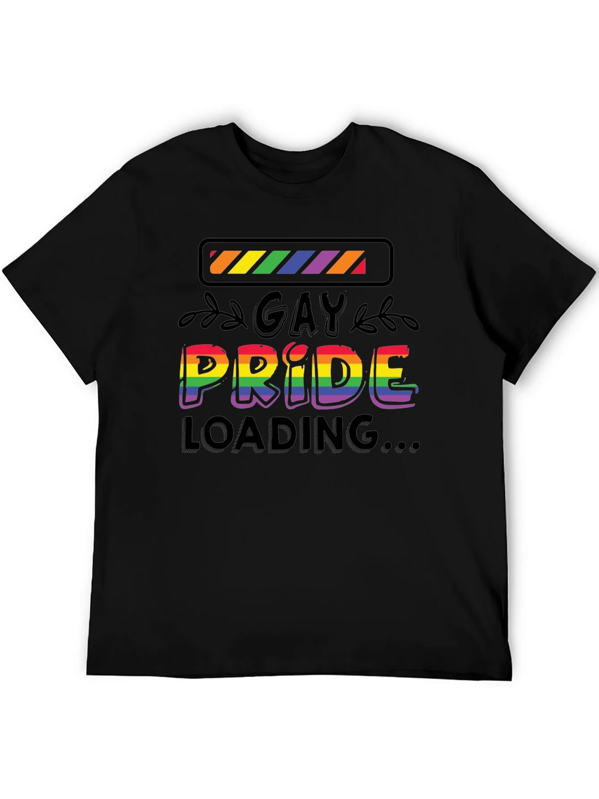 Gay Pride Loading T-Shirt - Black Cotton Blend Tee product image 8