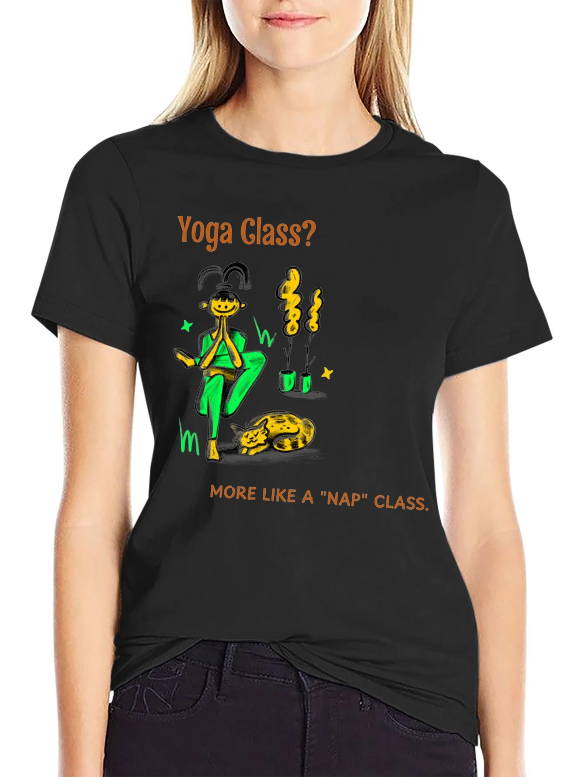 Yoga Nap Class Black Cotton T-Shirt product image 5