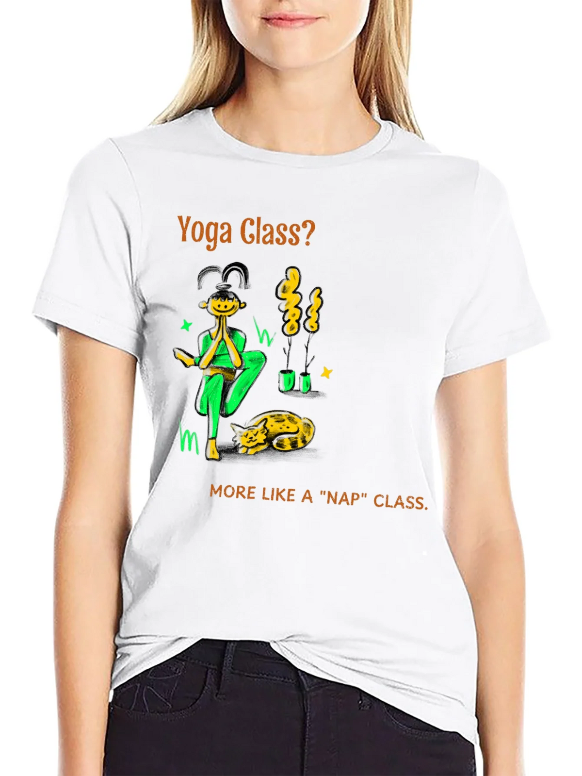 Yoga Nap Class Black Cotton T-Shirt product image 11