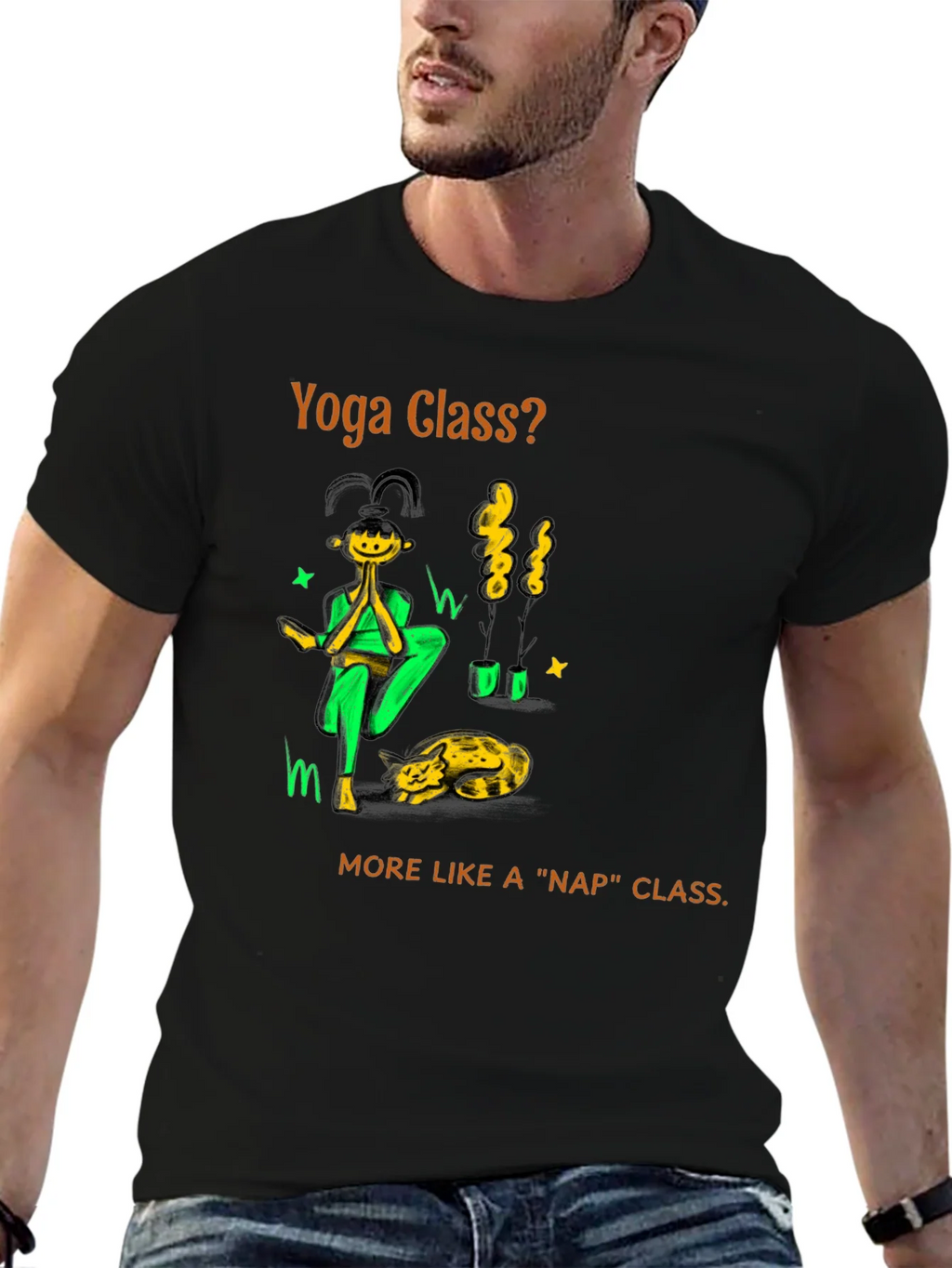 Yoga Nap Class Black Cotton T-Shirt product image 9