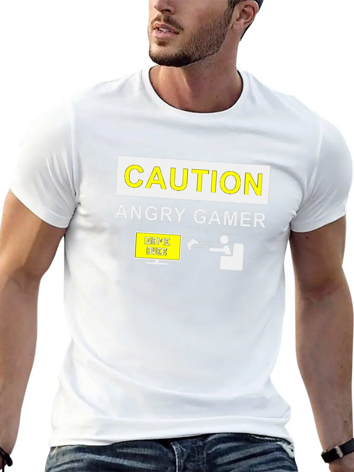 Angry Gamer Caution T-Shirt: Funny Video Game Tee product image 4