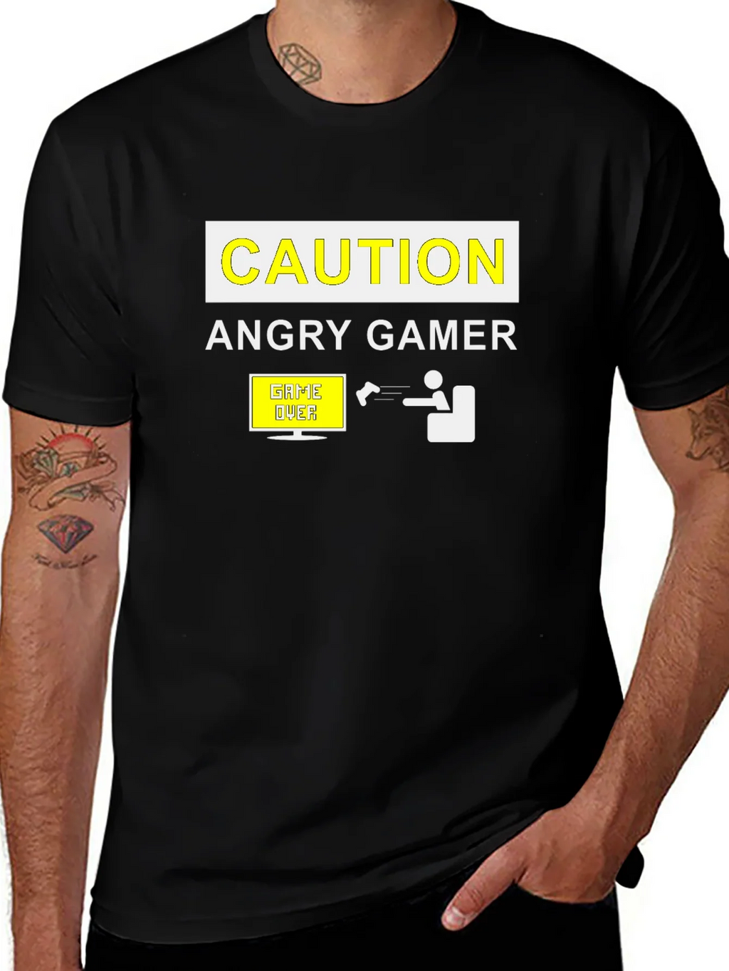 Angry Gamer Caution T-Shirt: Funny Video Game Tee product image 1