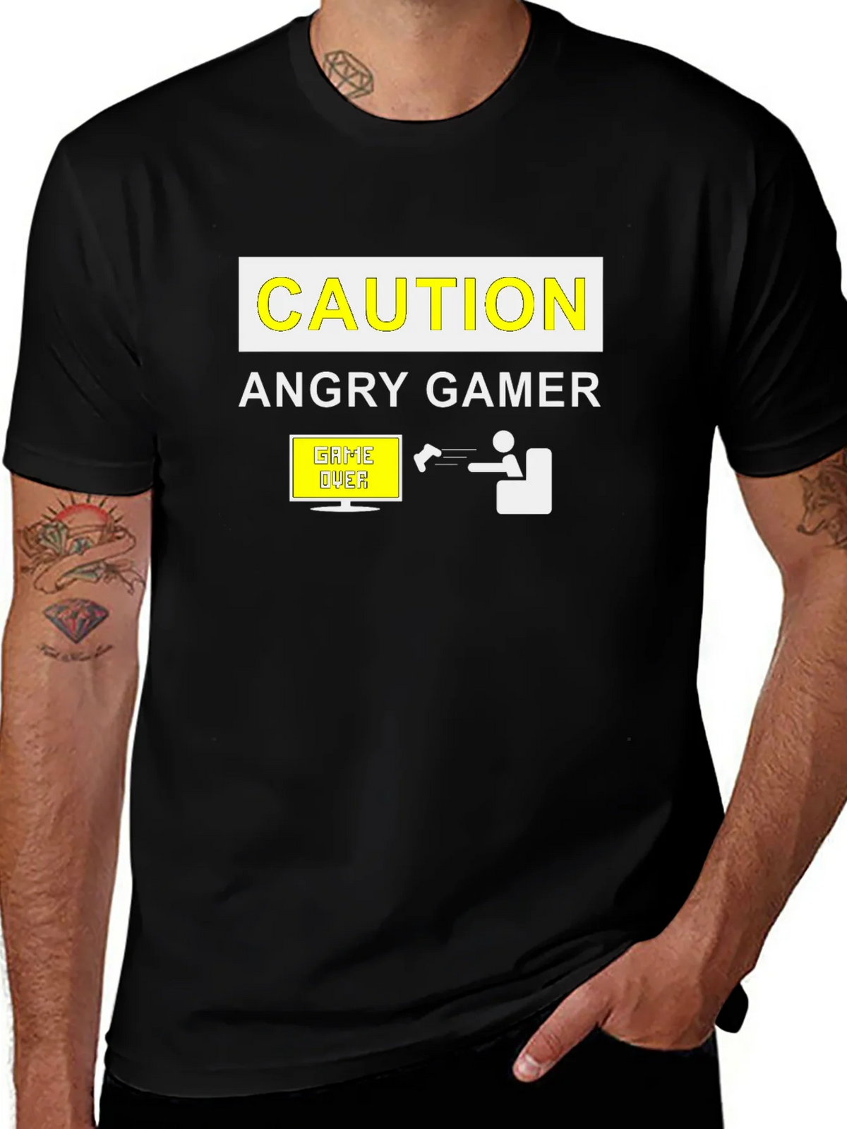 Angry Gamer Caution T-Shirt: Funny Video Game Tee product image 1
