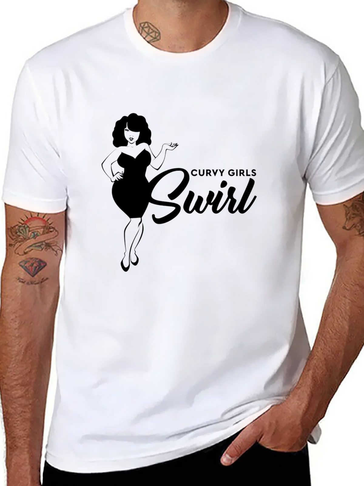 Curvy Girls Swirl Black Graphic Tee Shirt product image 10
