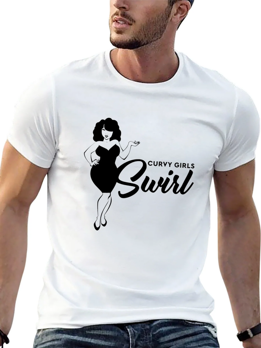 Curvy Girls Swirl Black Graphic Tee Shirt product image 4