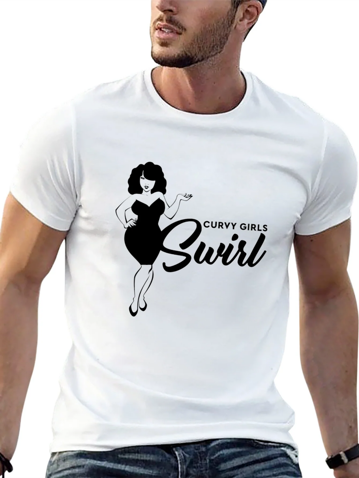 Curvy Girls Swirl Black Graphic Tee Shirt product image 4