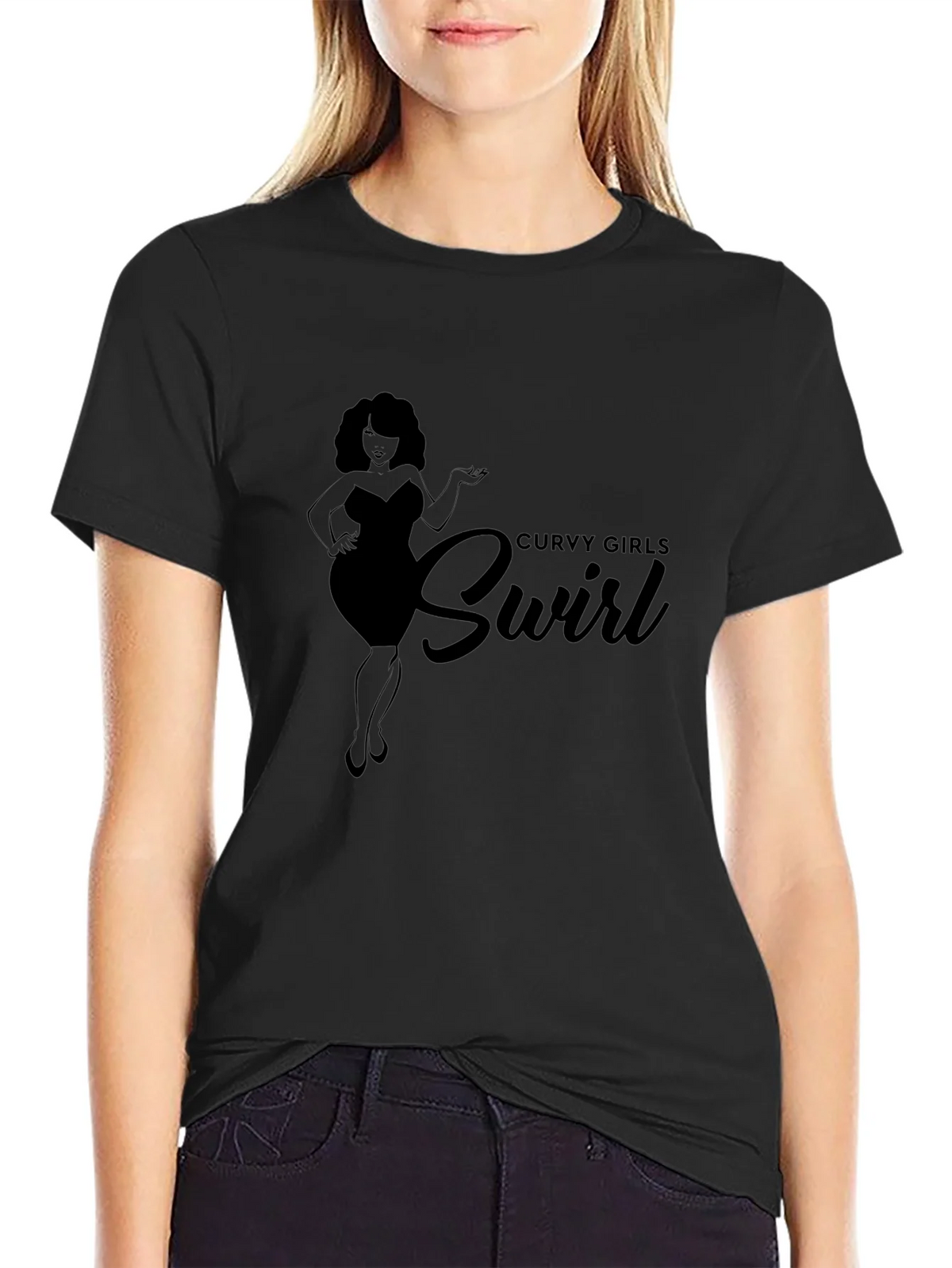 Curvy Girls Swirl Black Graphic Tee Shirt product image 5