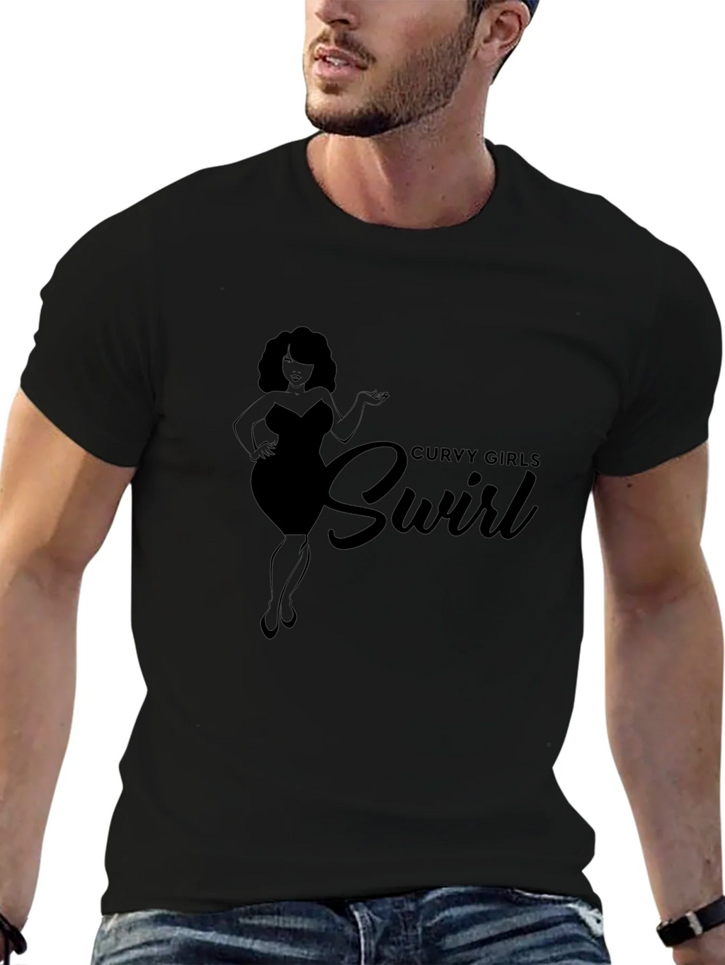 Curvy Girls Swirl Black Graphic Tee Shirt product image 9