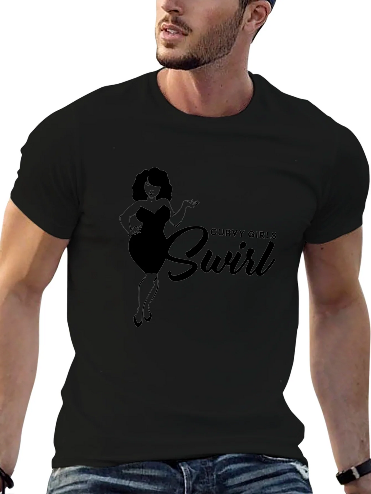 Curvy Girls Swirl Black Graphic Tee Shirt product image 9