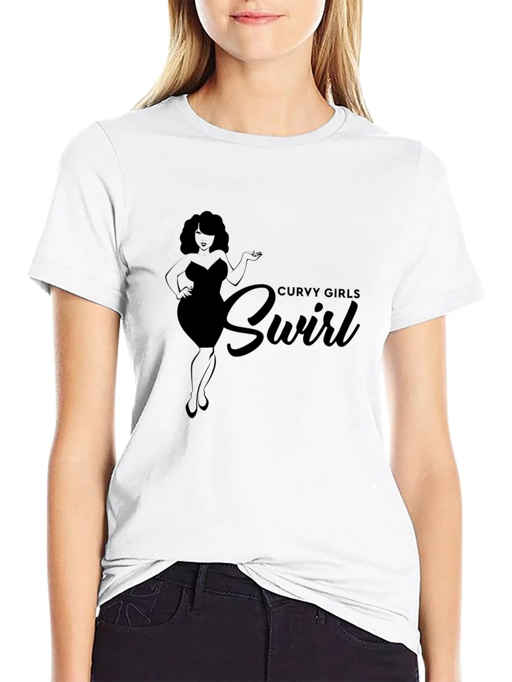 Curvy Girls Swirl Black Graphic Tee Shirt product image 11