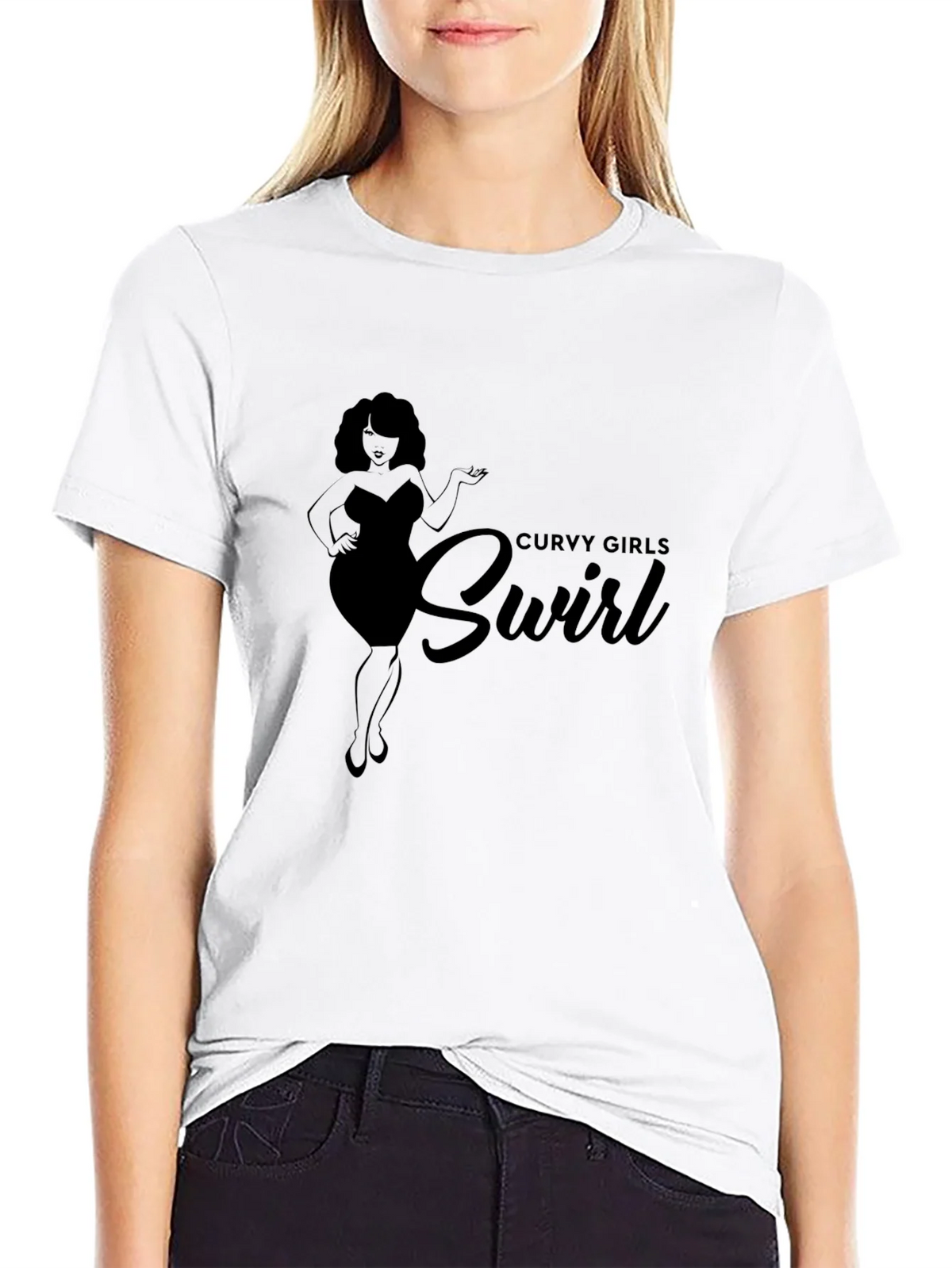 Curvy Girls Swirl Black Graphic Tee Shirt product image 11