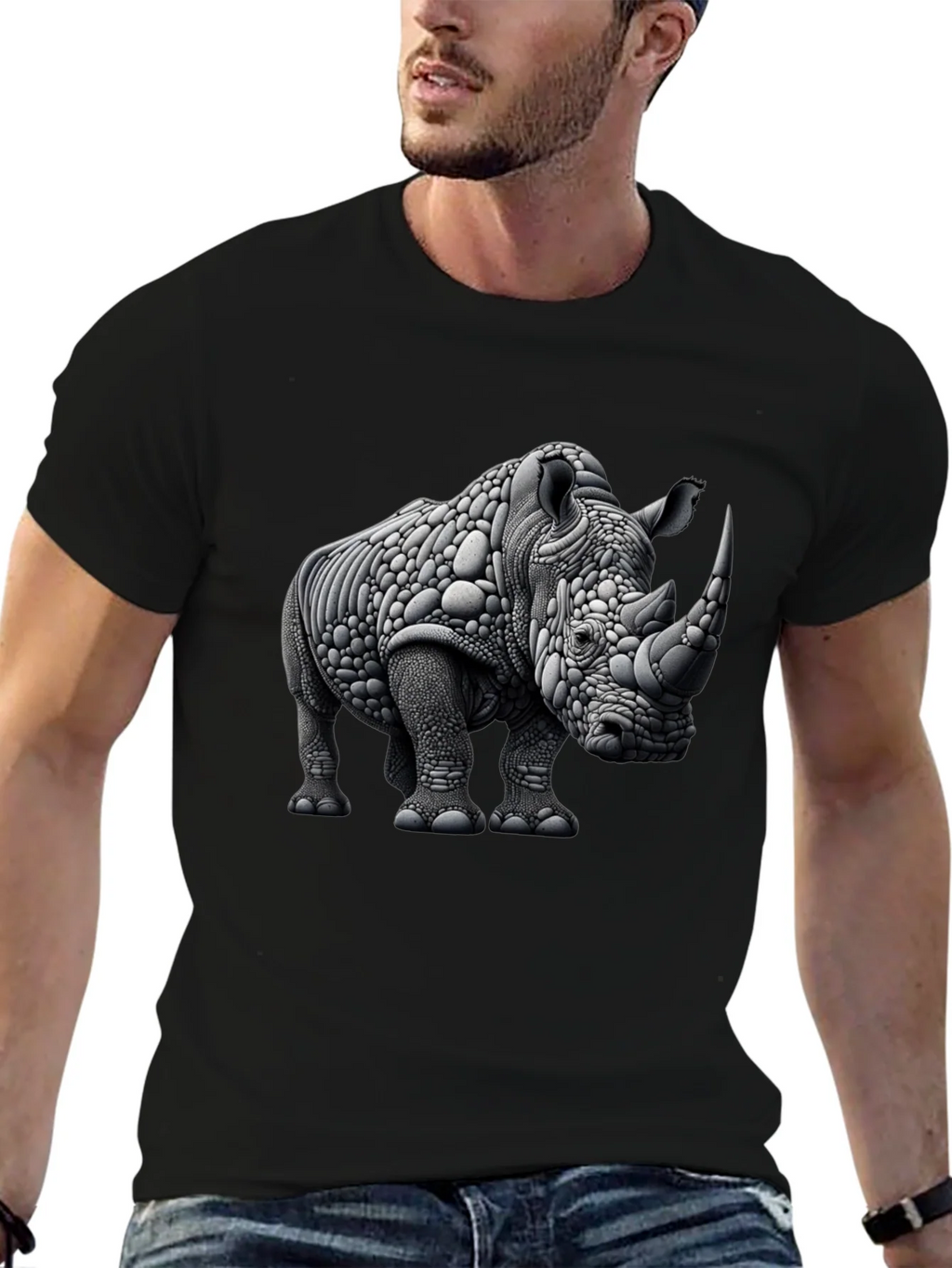 Abstract Rhinoceros Graphic Tee - Black product image 9