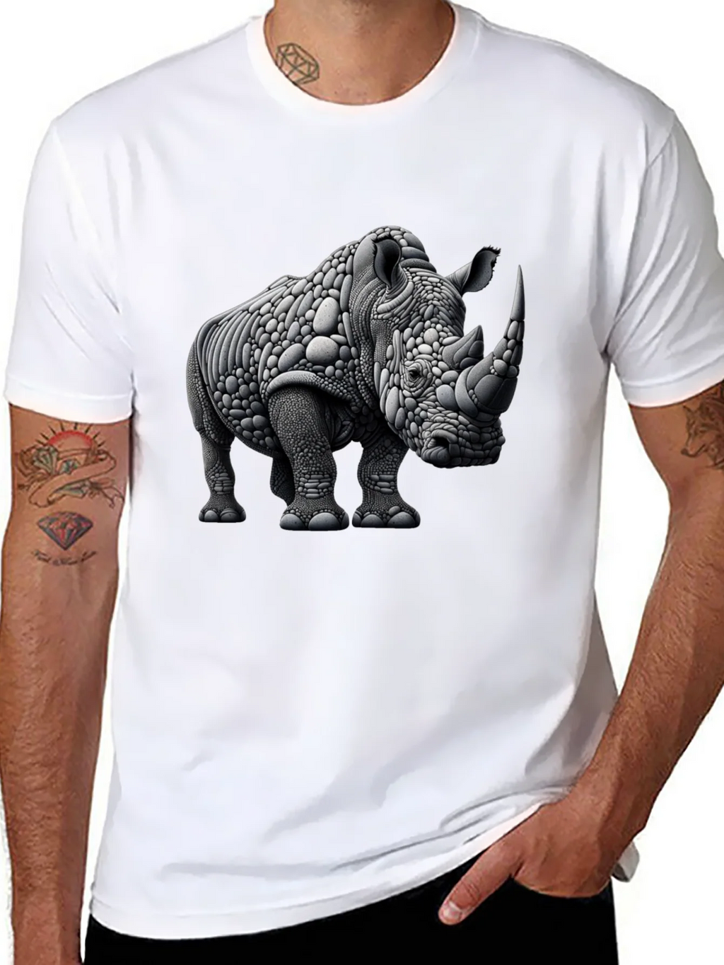 Abstract Rhinoceros Graphic Tee - Black product image 10