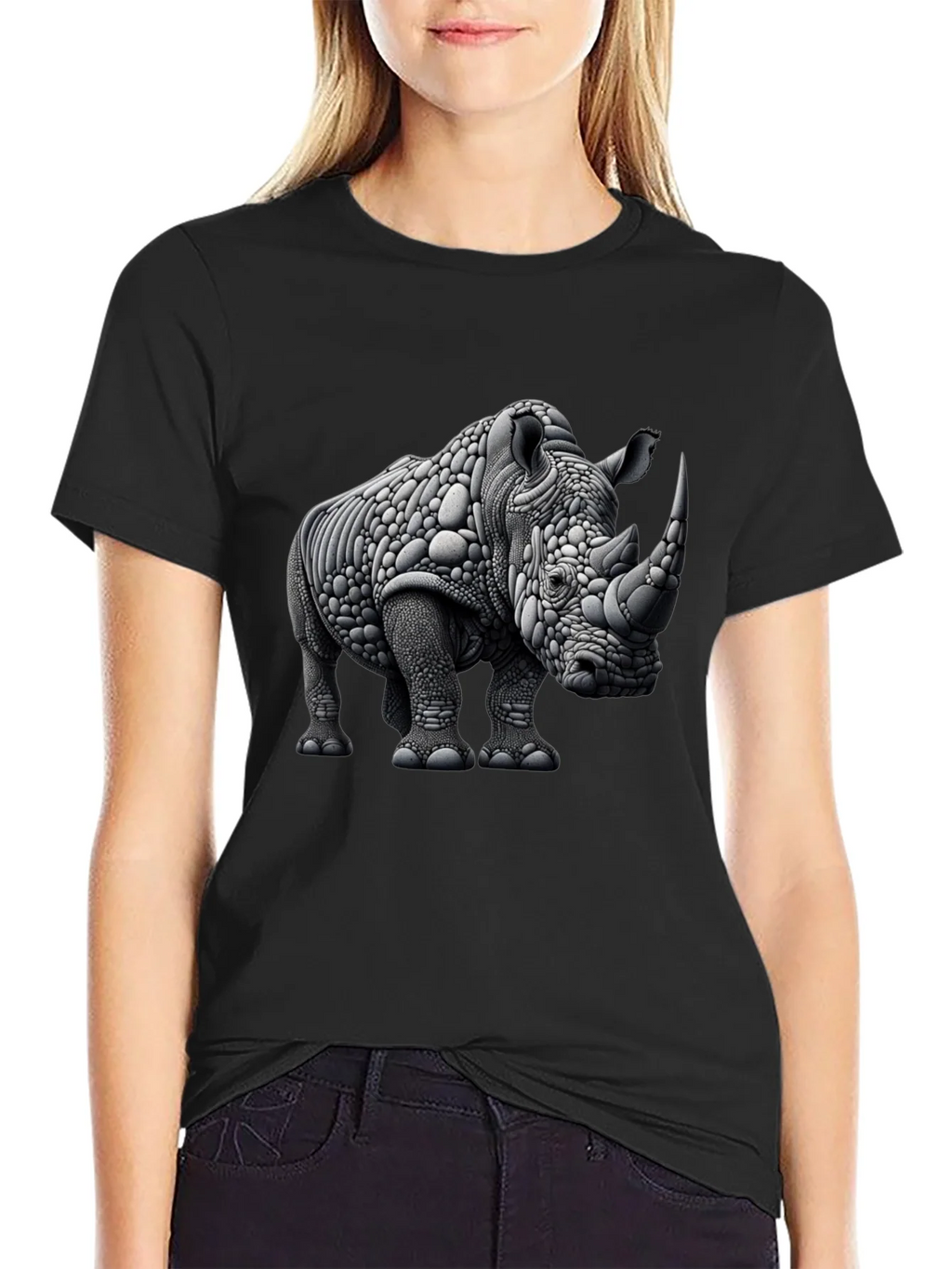 Abstract Rhinoceros Graphic Tee - Black product image 5