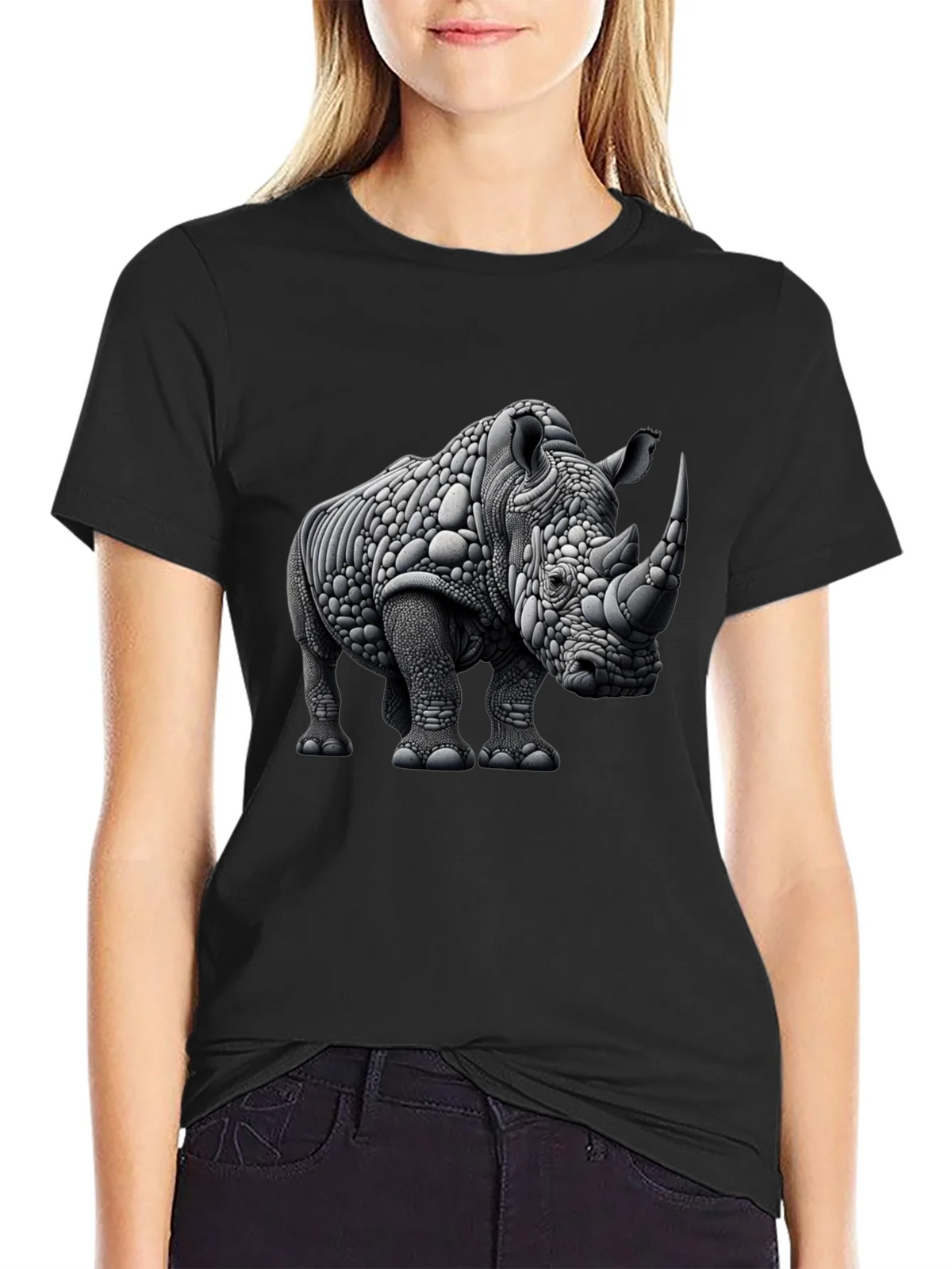 Abstract Rhinoceros Graphic Tee - Black product image 5