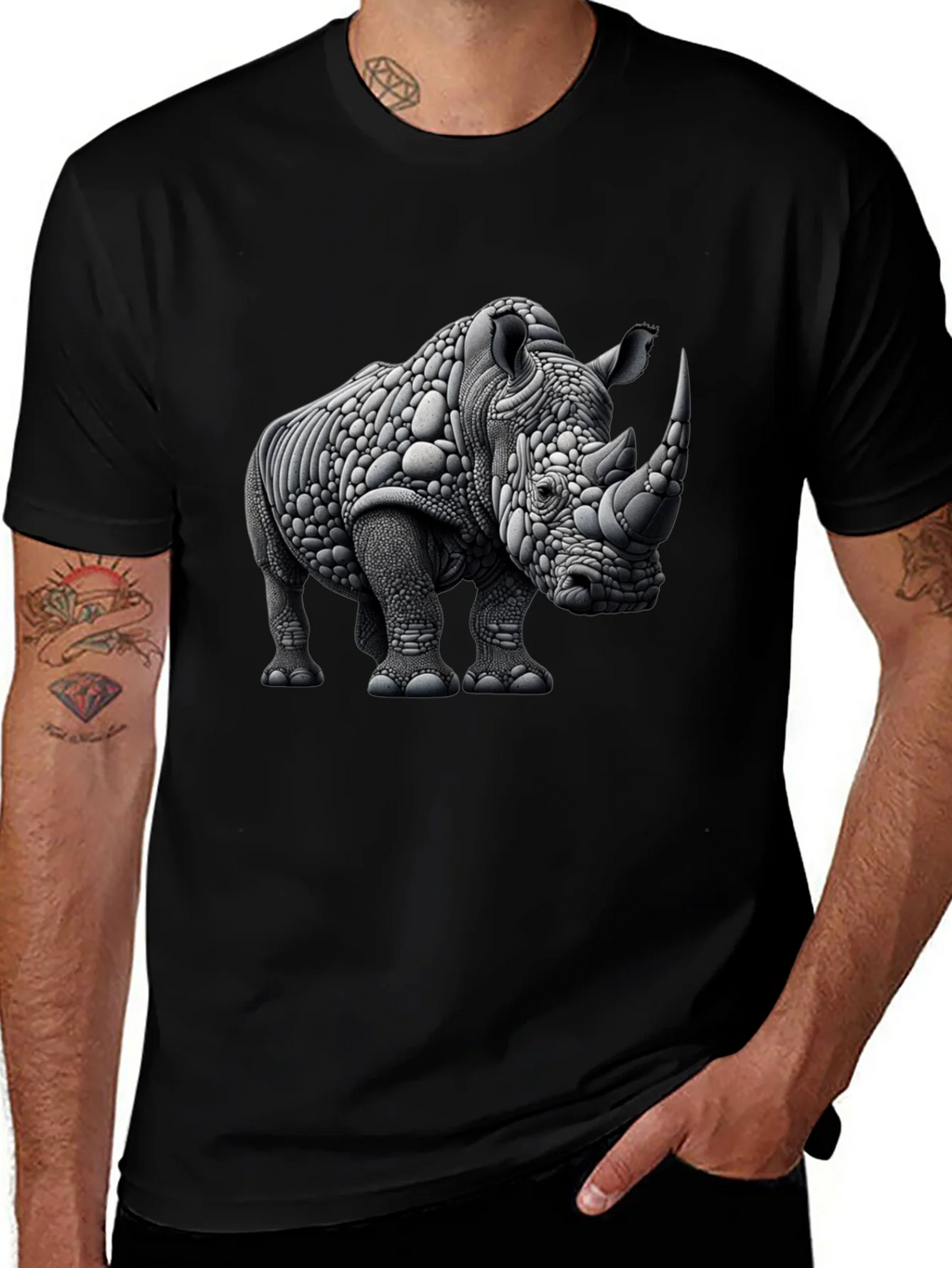 Abstract Rhinoceros Graphic Tee - Black product image 1