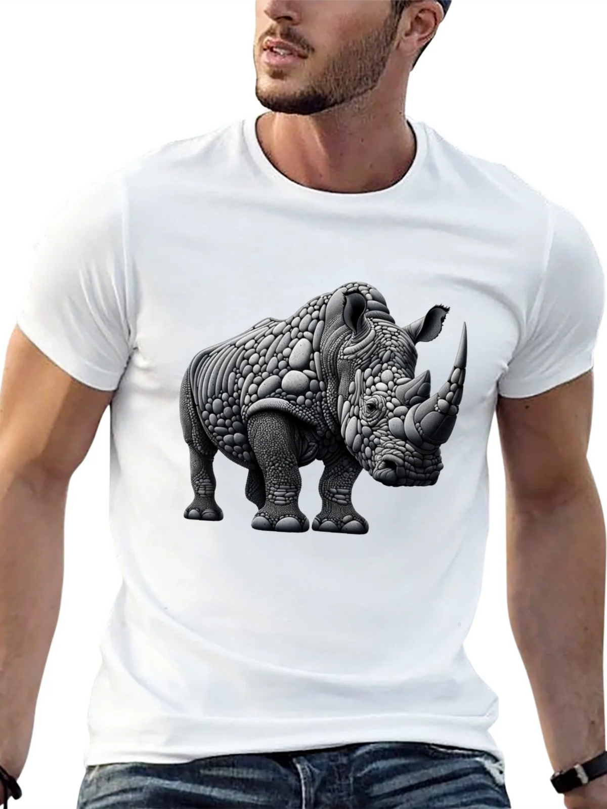 Abstract Rhinoceros Graphic Tee - Black product image 4