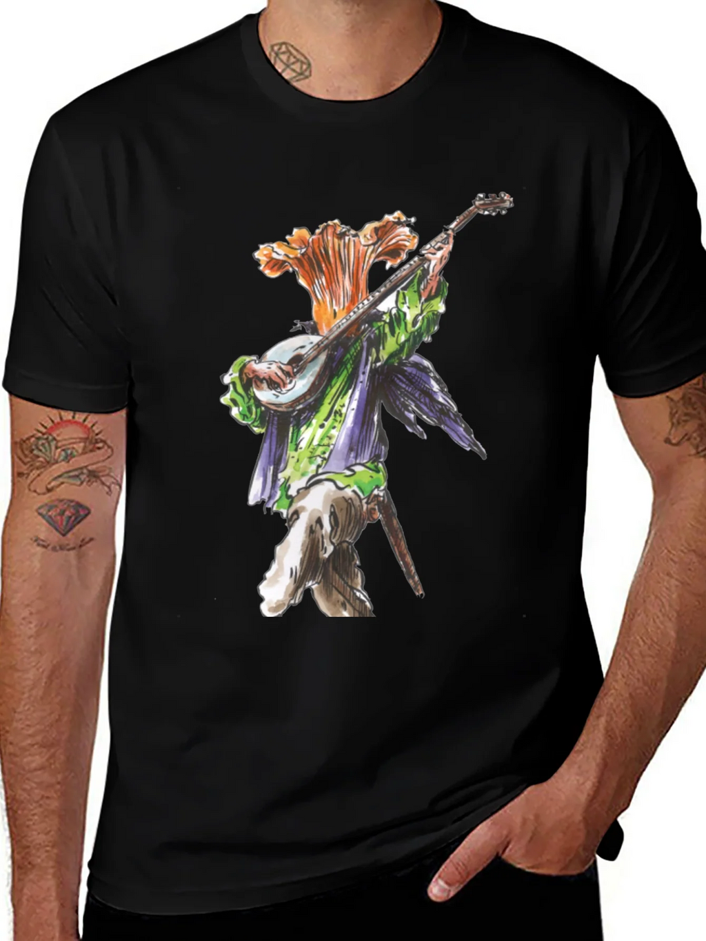 Floral Bard Graphic Tee - Black Cotton product image 1