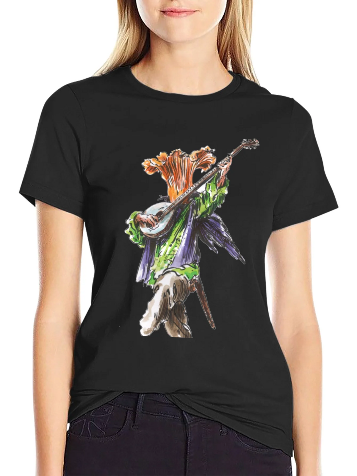 Floral Bard Graphic Tee - Black Cotton product image 2