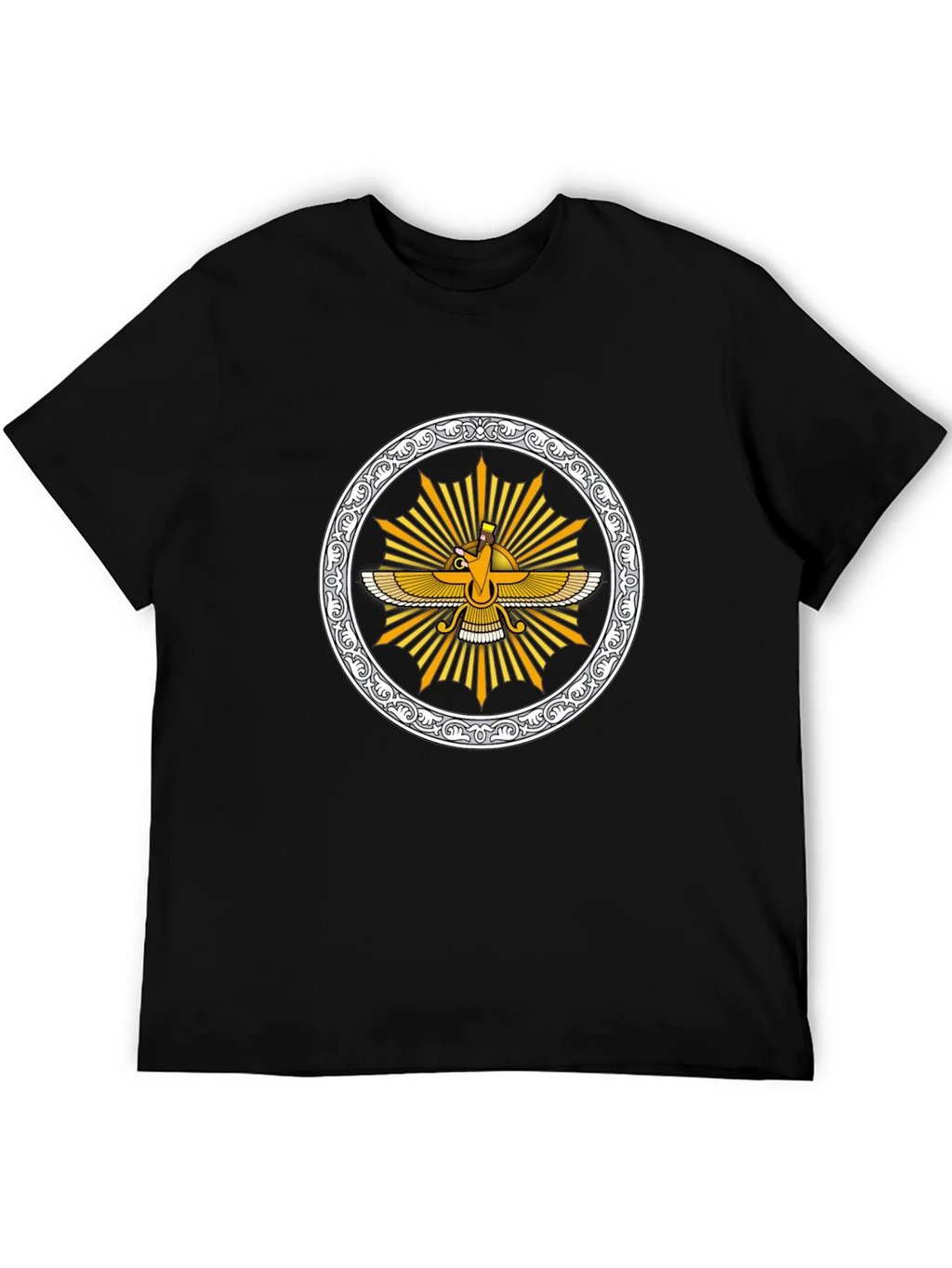Zoroastrian Faravahar Graphic Tee - Black product image 5