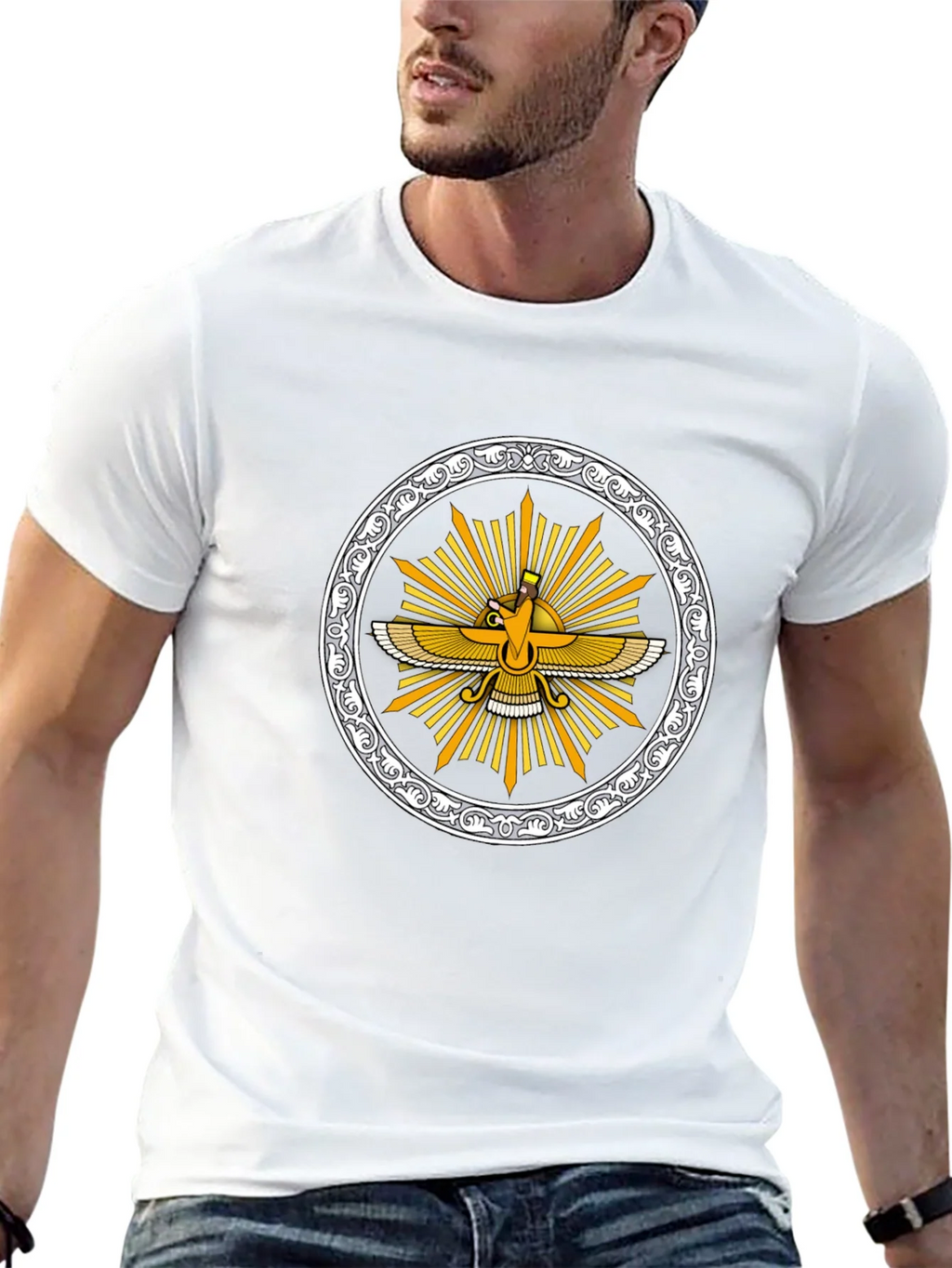 Zoroastrian Faravahar Graphic Tee - Black product image 12