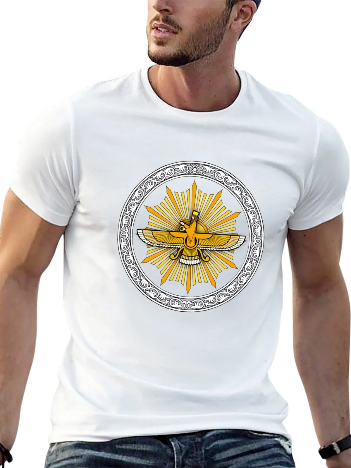 Zoroastrian Faravahar Graphic Tee - Black product image 12