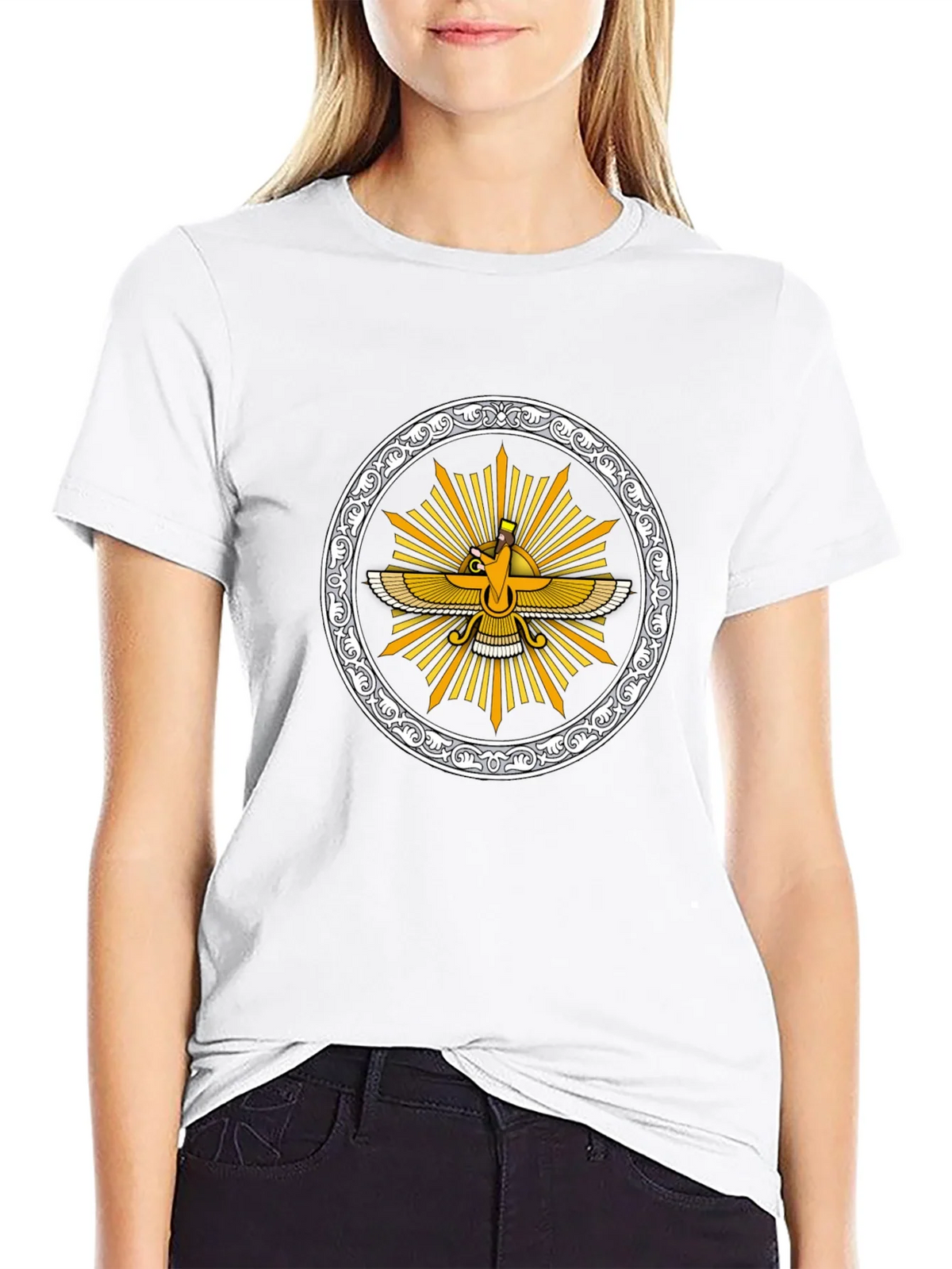 Zoroastrian Faravahar Graphic Tee - Black product image 8