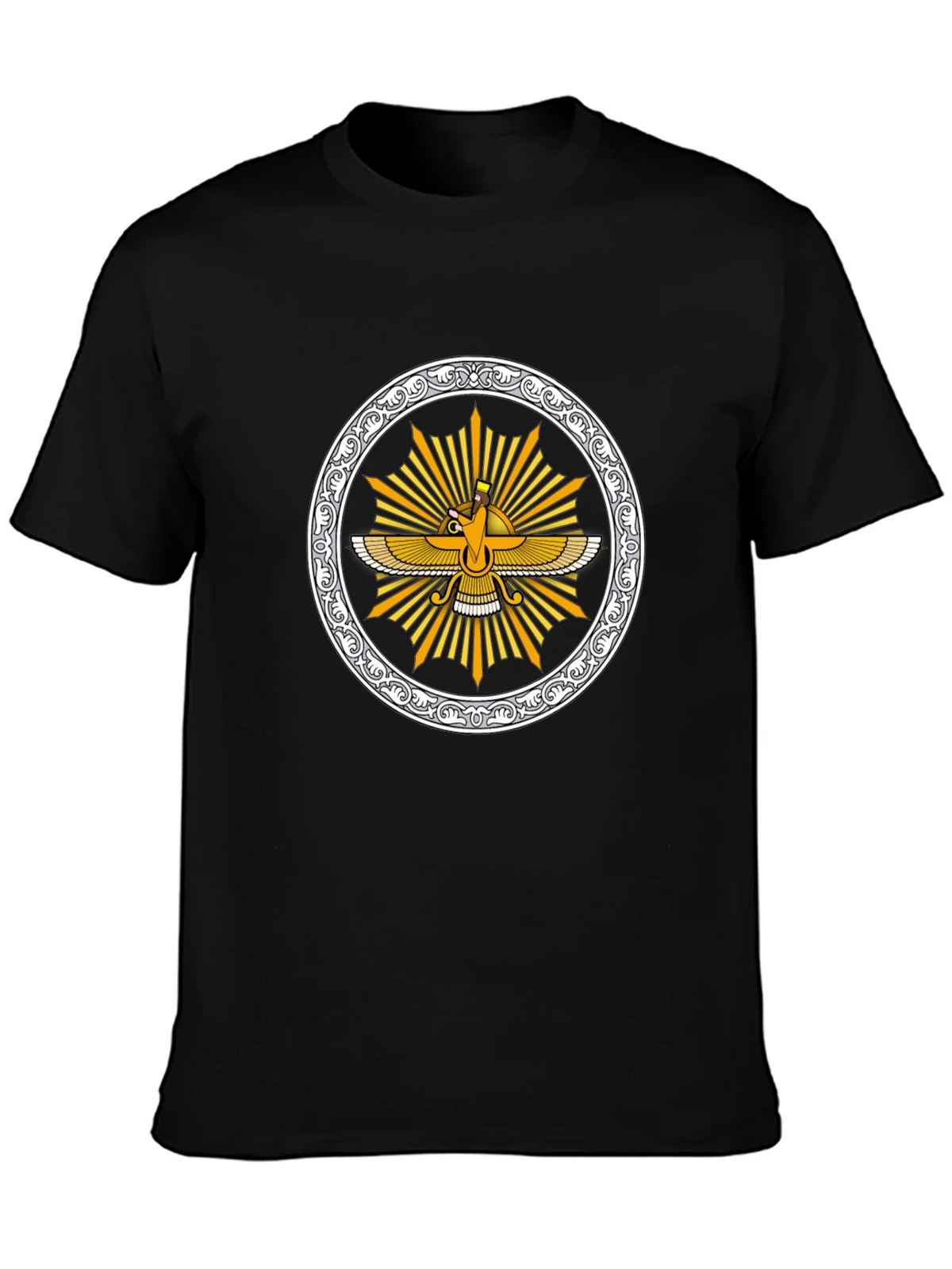 Zoroastrian Faravahar Graphic Tee - Black product image 3