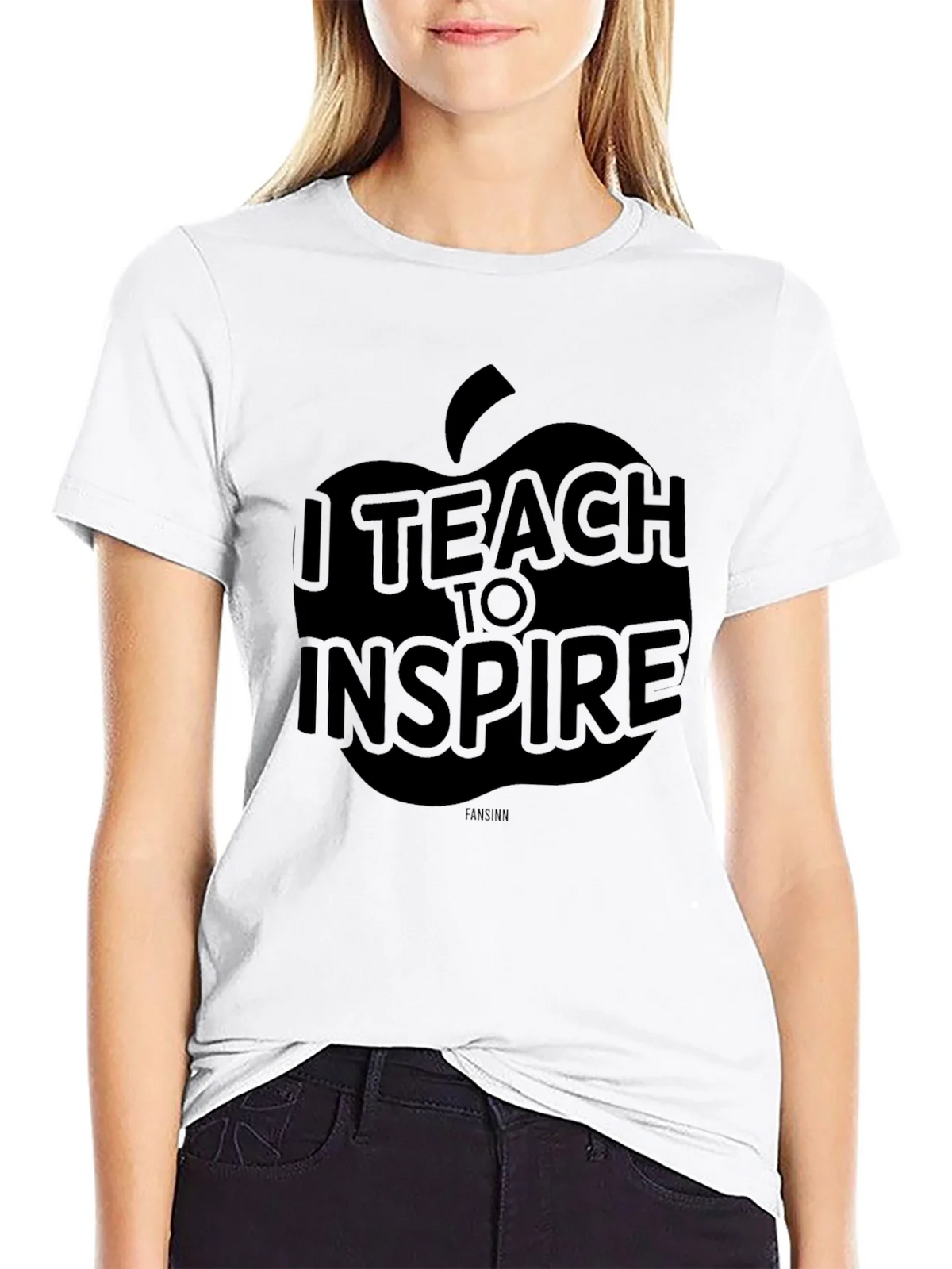 I Teach To Inspire T-Shirt - Black Apple Teacher Tee product image 8