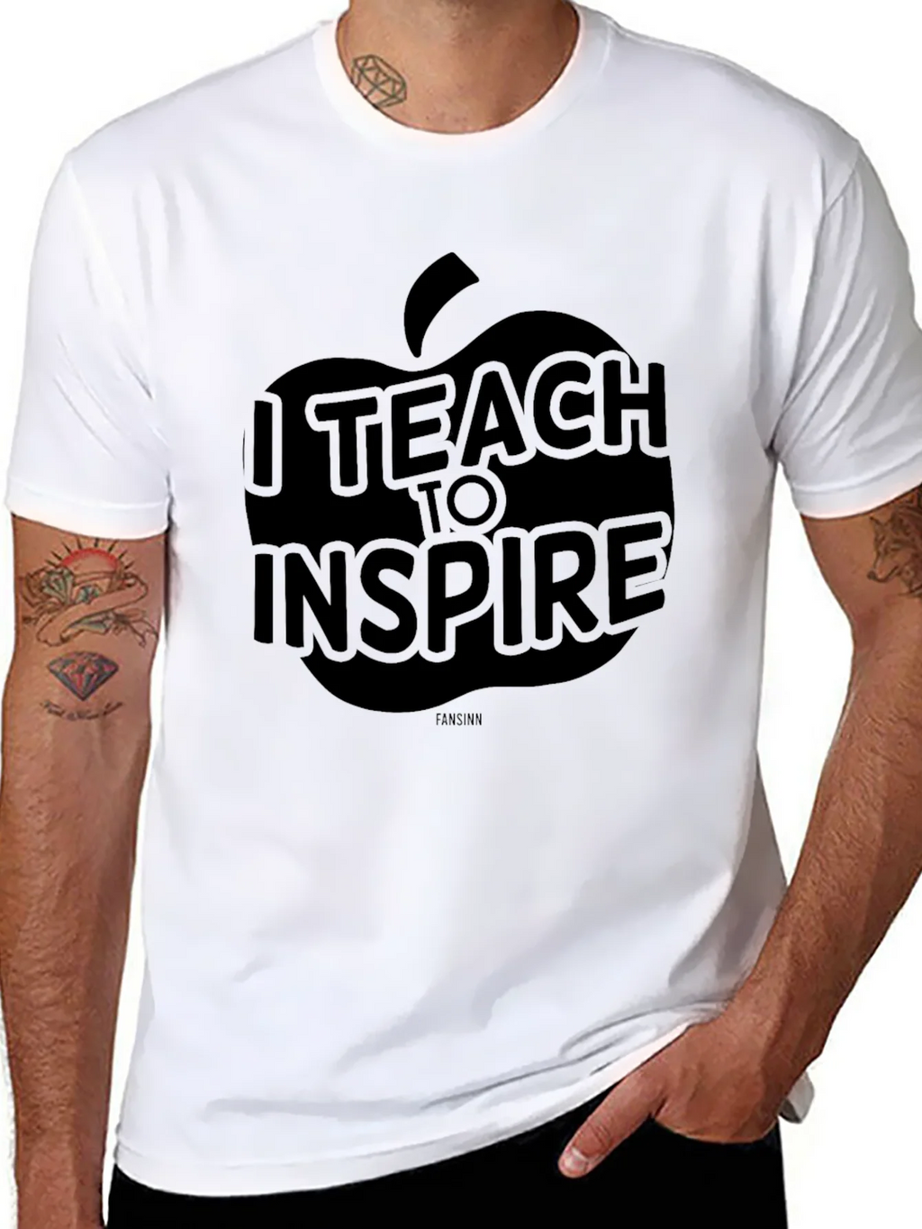 I Teach To Inspire T-Shirt - Black Apple Teacher Tee product image 7
