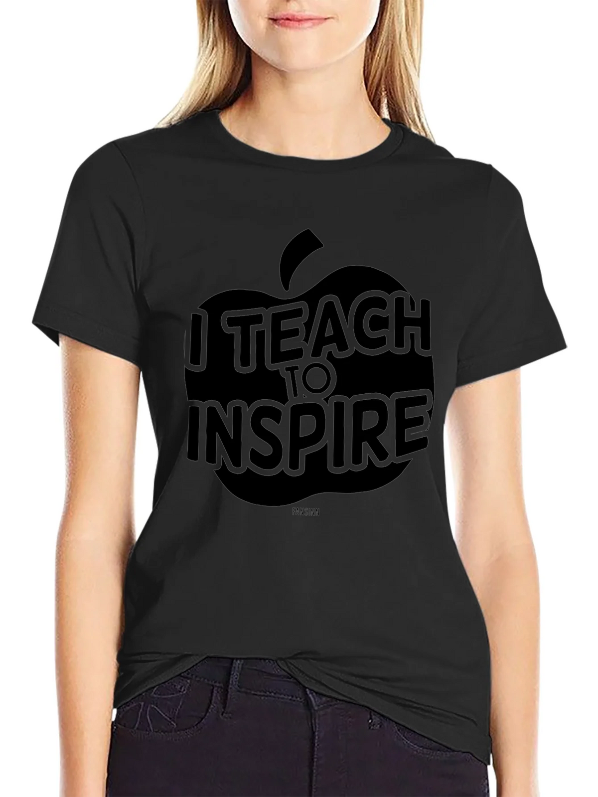 I Teach To Inspire T-Shirt - Black Apple Teacher Tee product image 2