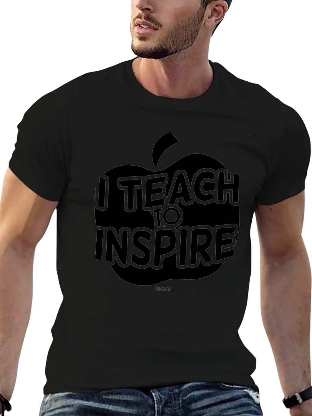 I Teach To Inspire T-Shirt - Black Apple Teacher Tee product image 6