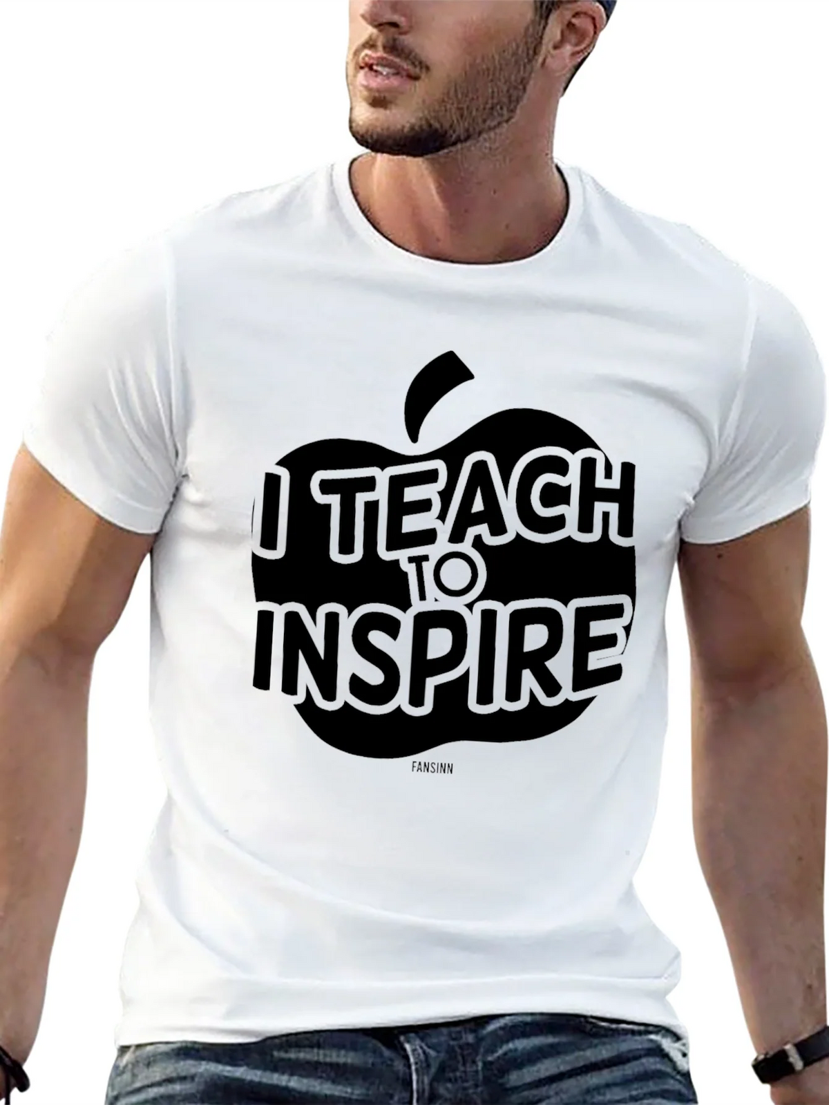 I Teach To Inspire T-Shirt - Black Apple Teacher Tee product image 12