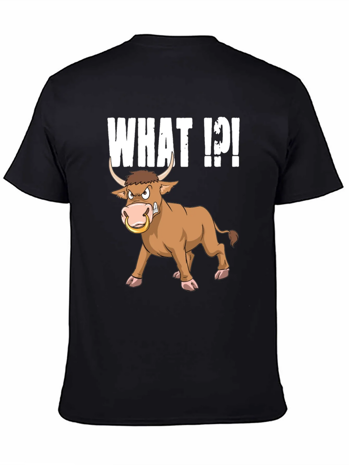 Funny Bull What T-Shirt - Black Graphic Tee product image 7